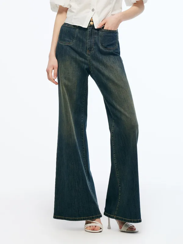 Denim High-Waisted Women Flared Jeans sold by Goelia