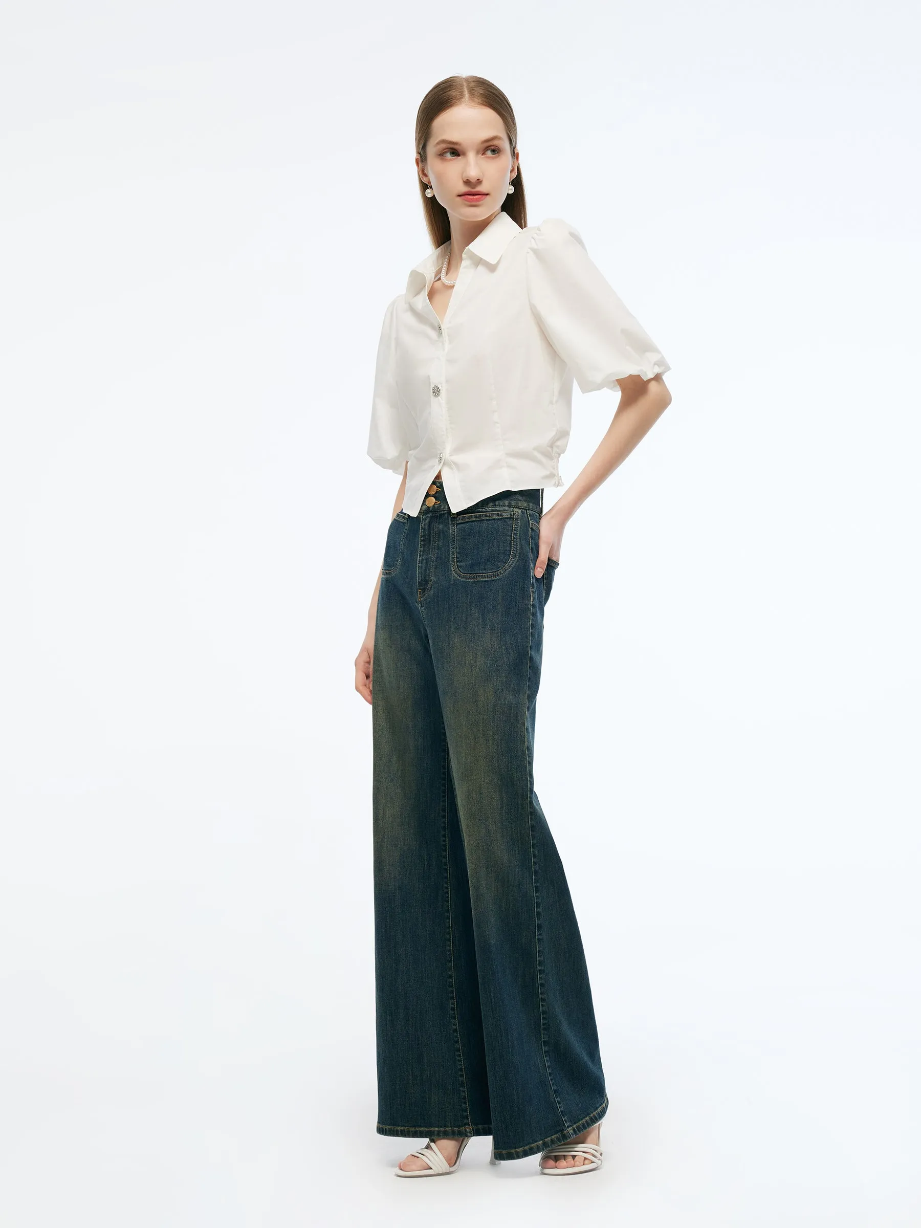 100% Cotton Puff Sleeve Women Shirt sold by Goelia product image thumbnail 4