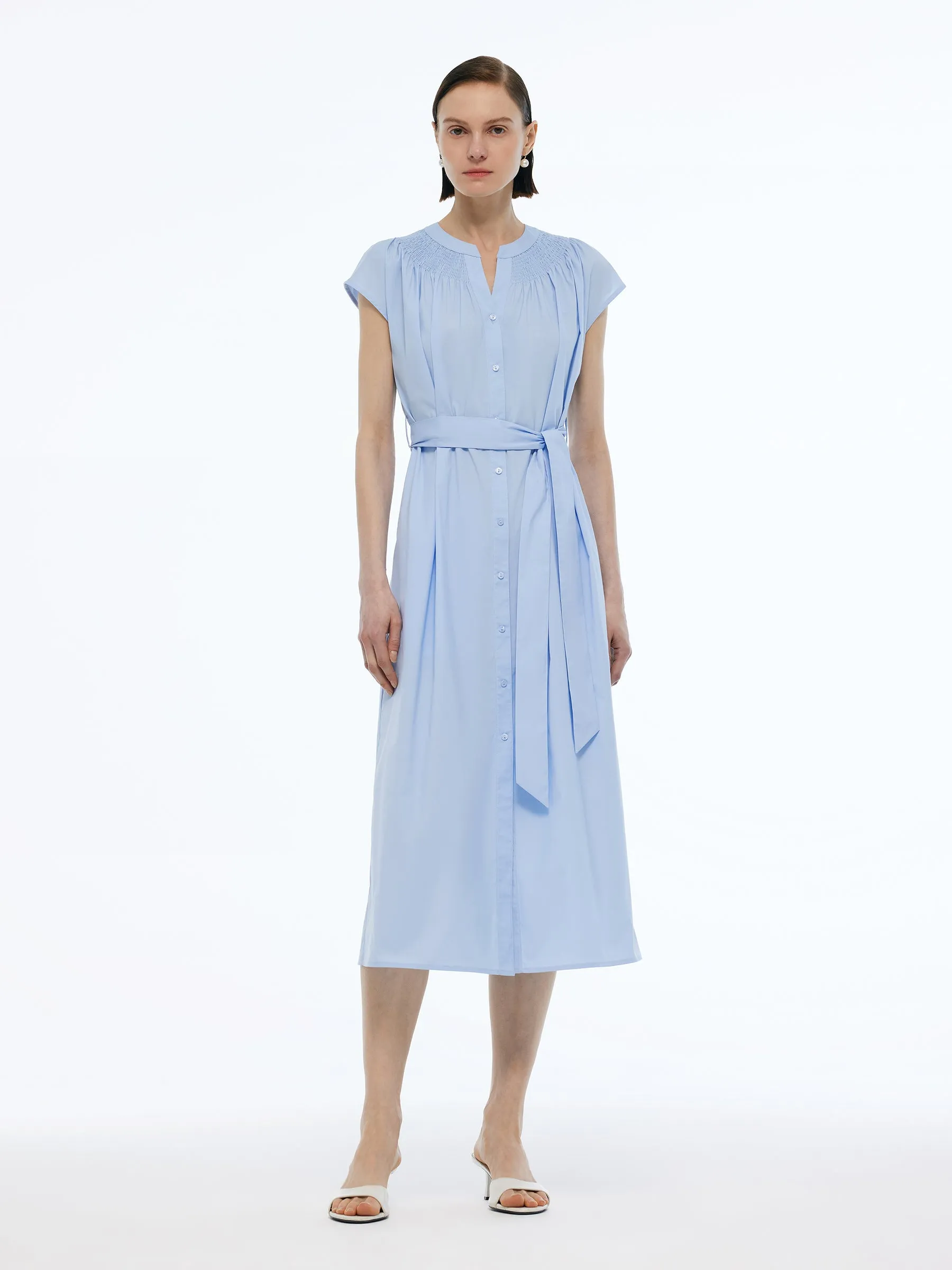 Cap Sleeve Women Tie Belt Midi Dress sold by Goelia product image thumbnail 2