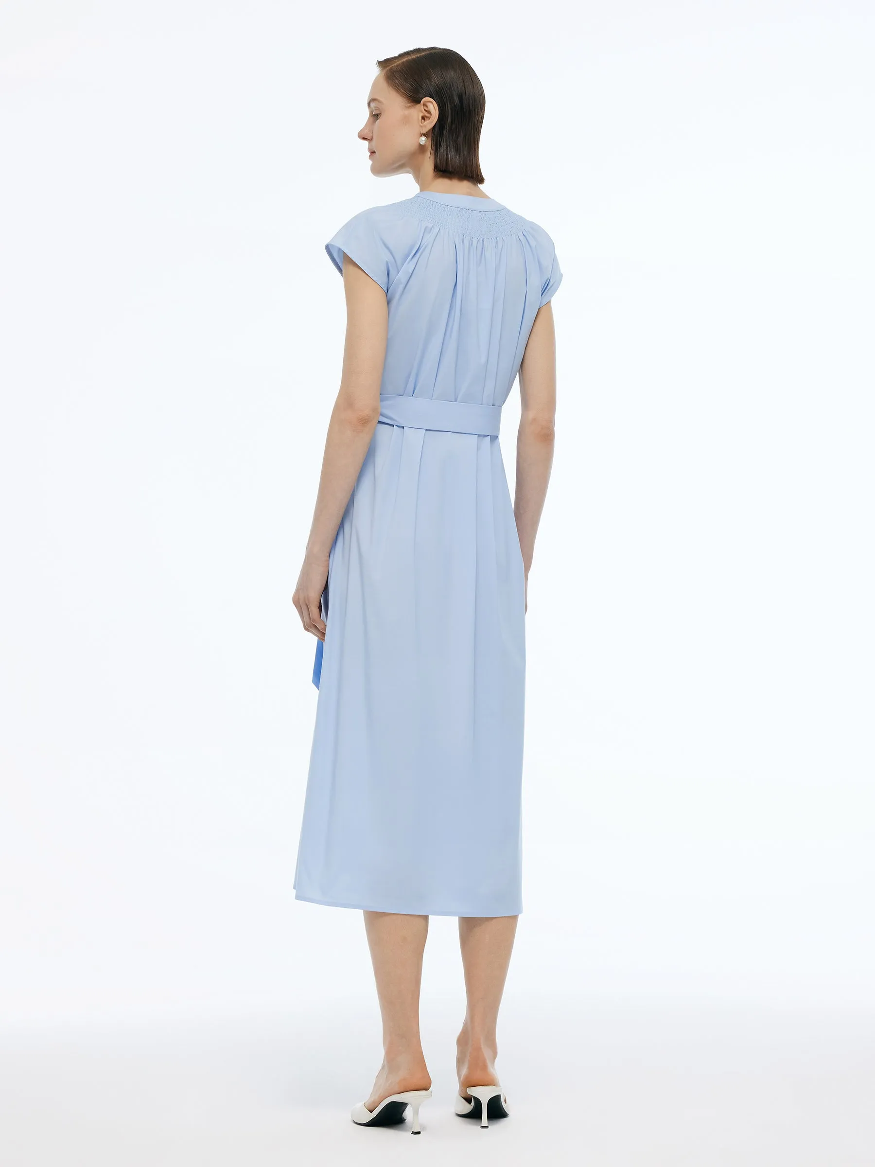 Cap Sleeve Women Tie Belt Midi Dress sold by Goelia product image thumbnail 3