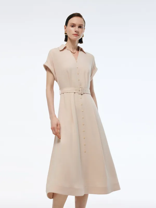 100% Acetate V-Neck Women Maxi Dress With Belt sold by Goelia