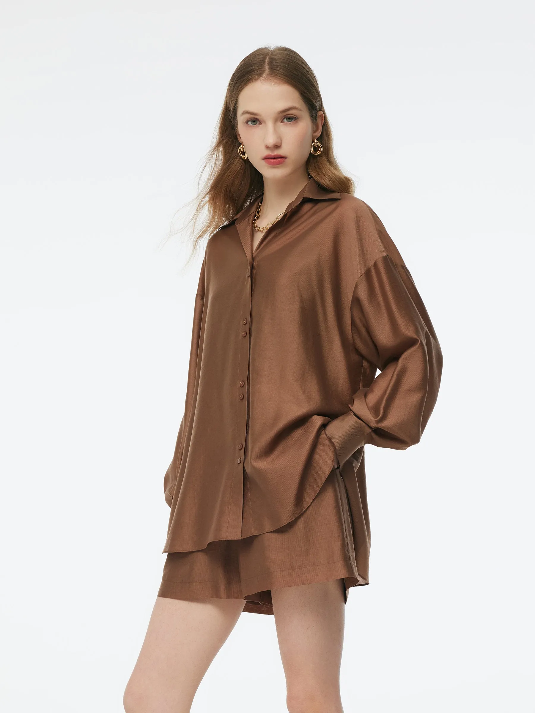 Tencel Blend Shirt And Knit Camisole Two-Piece Set sold by Goelia product image thumbnail 5