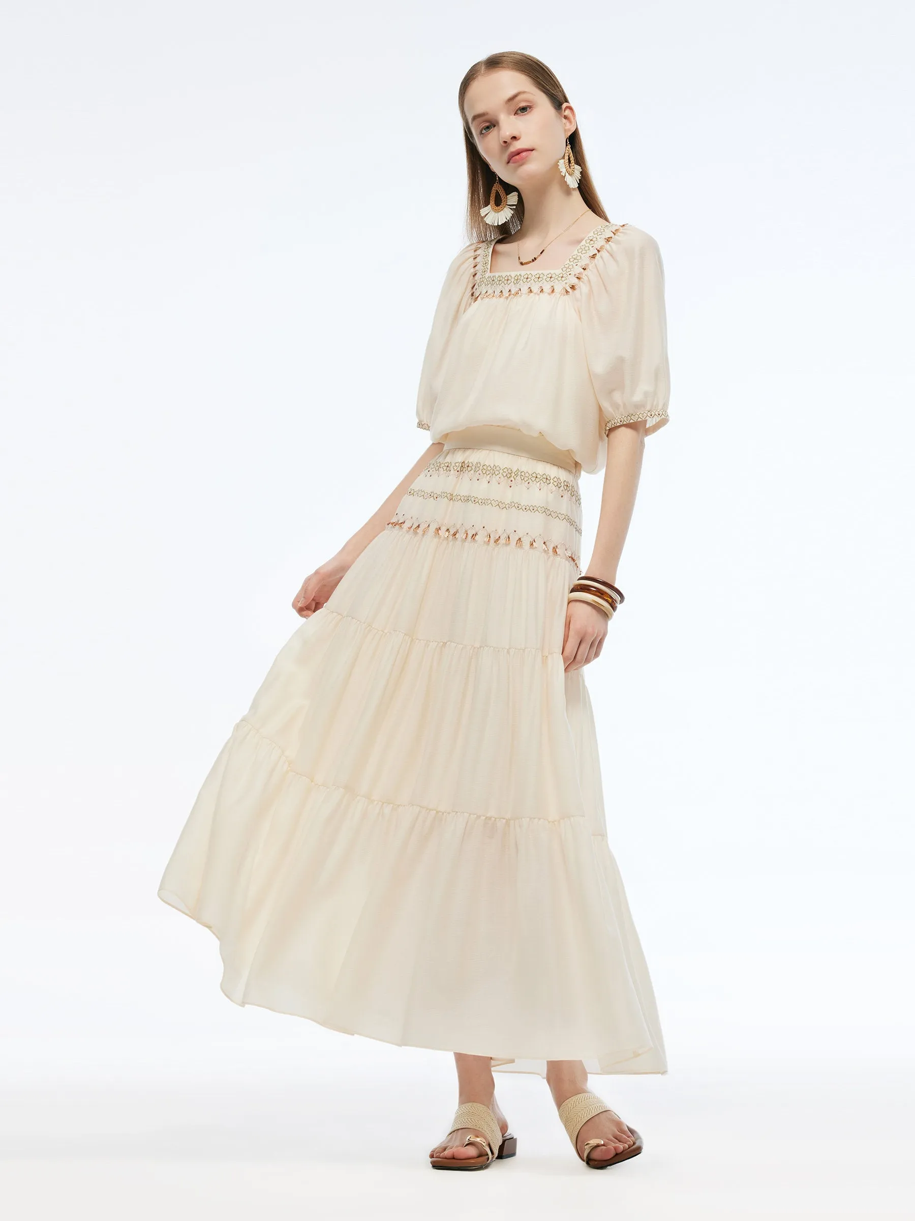 Acetate Blend Women Embroidered Skirt sold by Goelia product image thumbnail 2