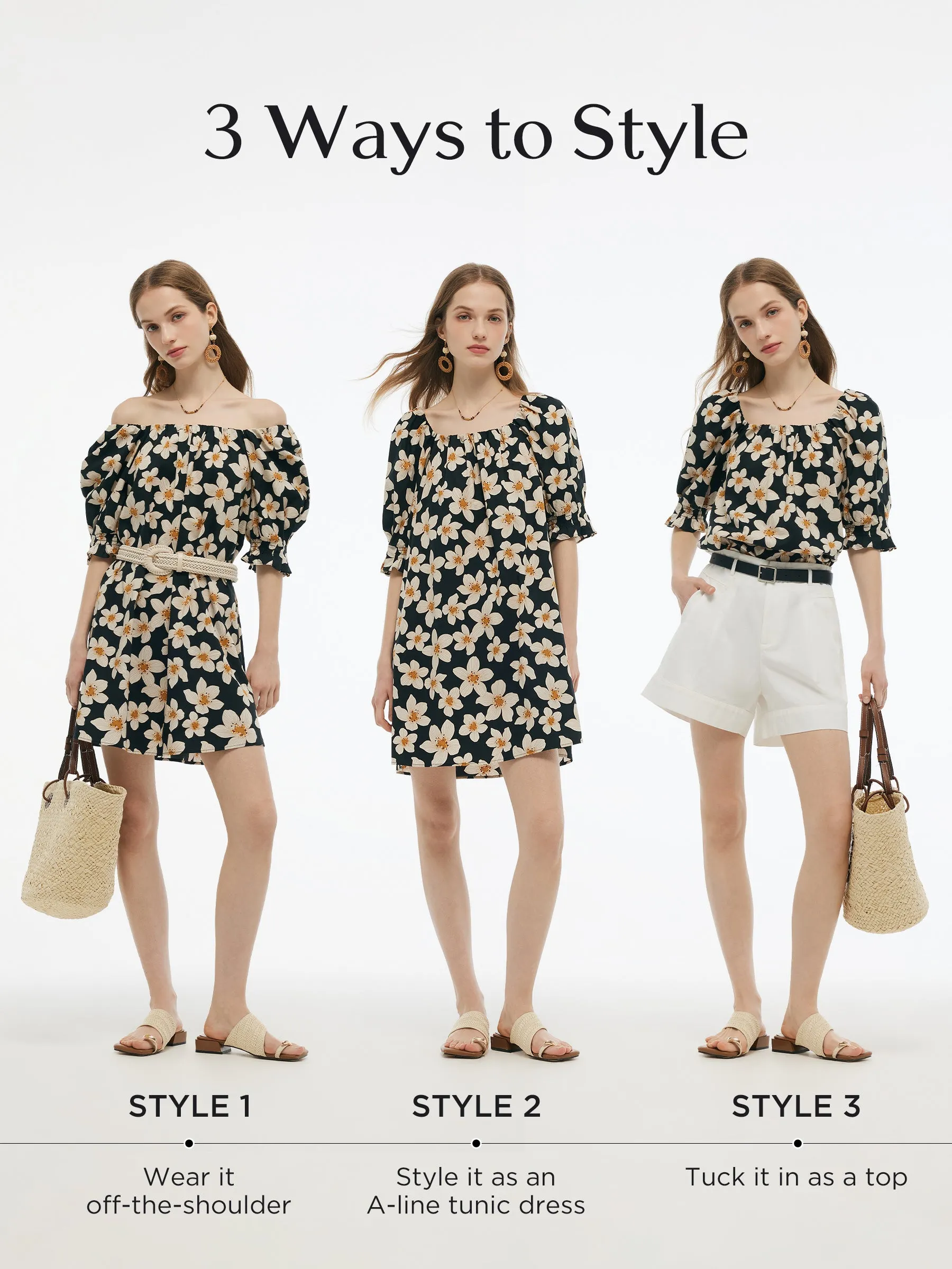 Cotton Floral Print Convertible Neckline Women Tunic Top sold by Goelia product image thumbnail 5