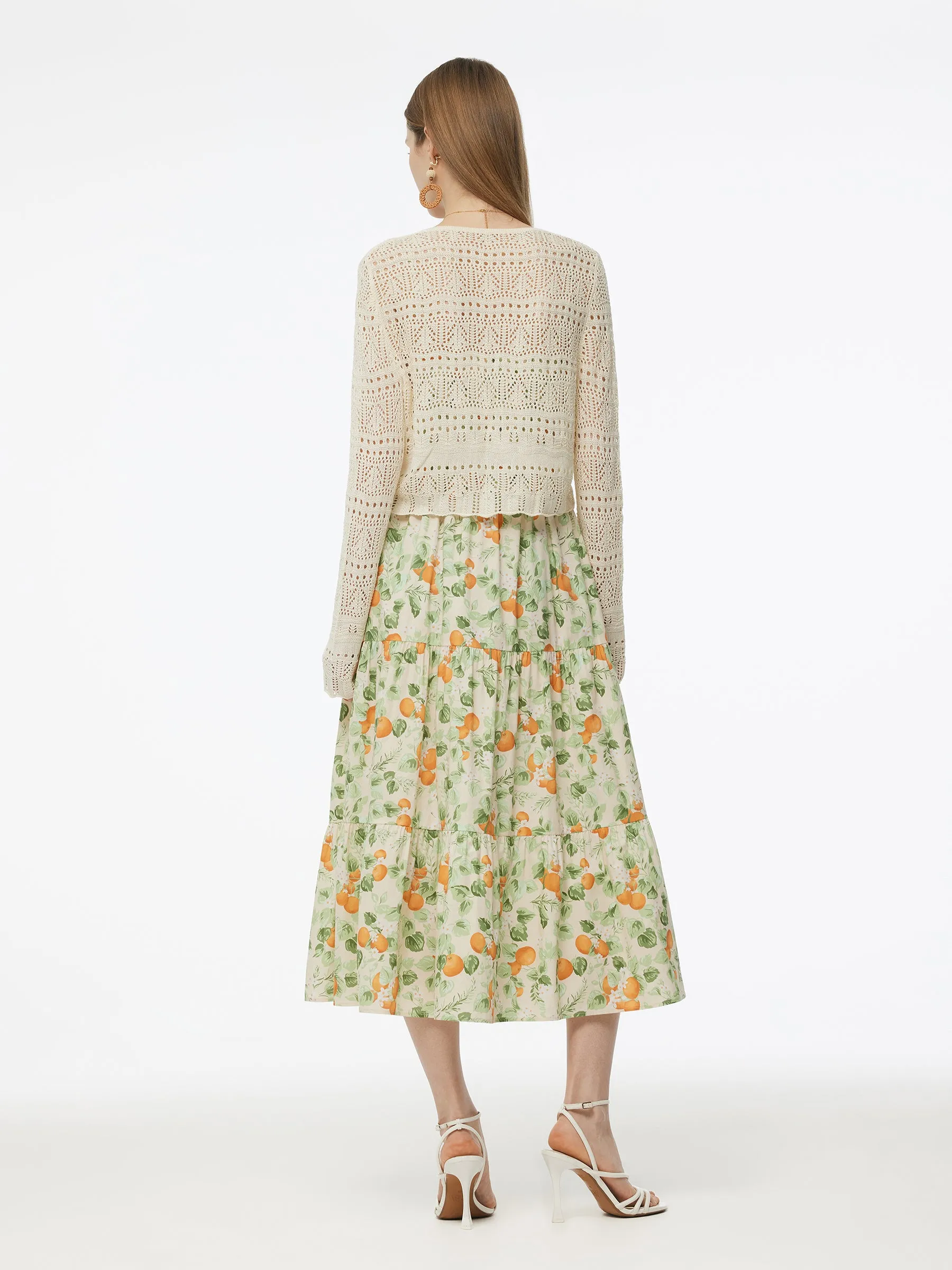 Cotton Floral Print Strap Maxi Dress And Openwork Cardigan Two-Piece Set sold by Goelia product image thumbnail 3