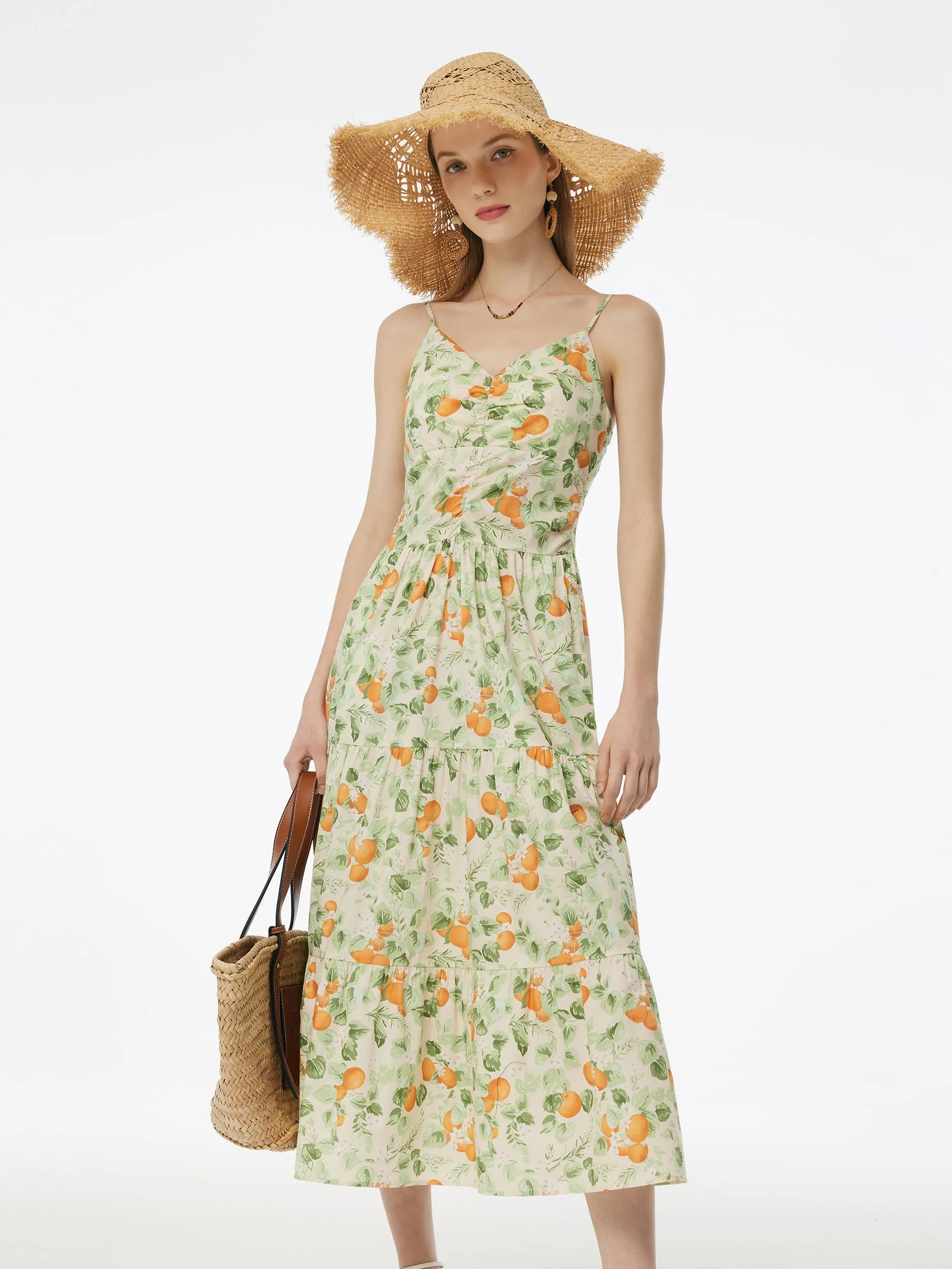 Cotton Floral Print Strap Maxi Dress And Openwork Cardigan Two-Piece Set sold by Goelia product image thumbnail 4