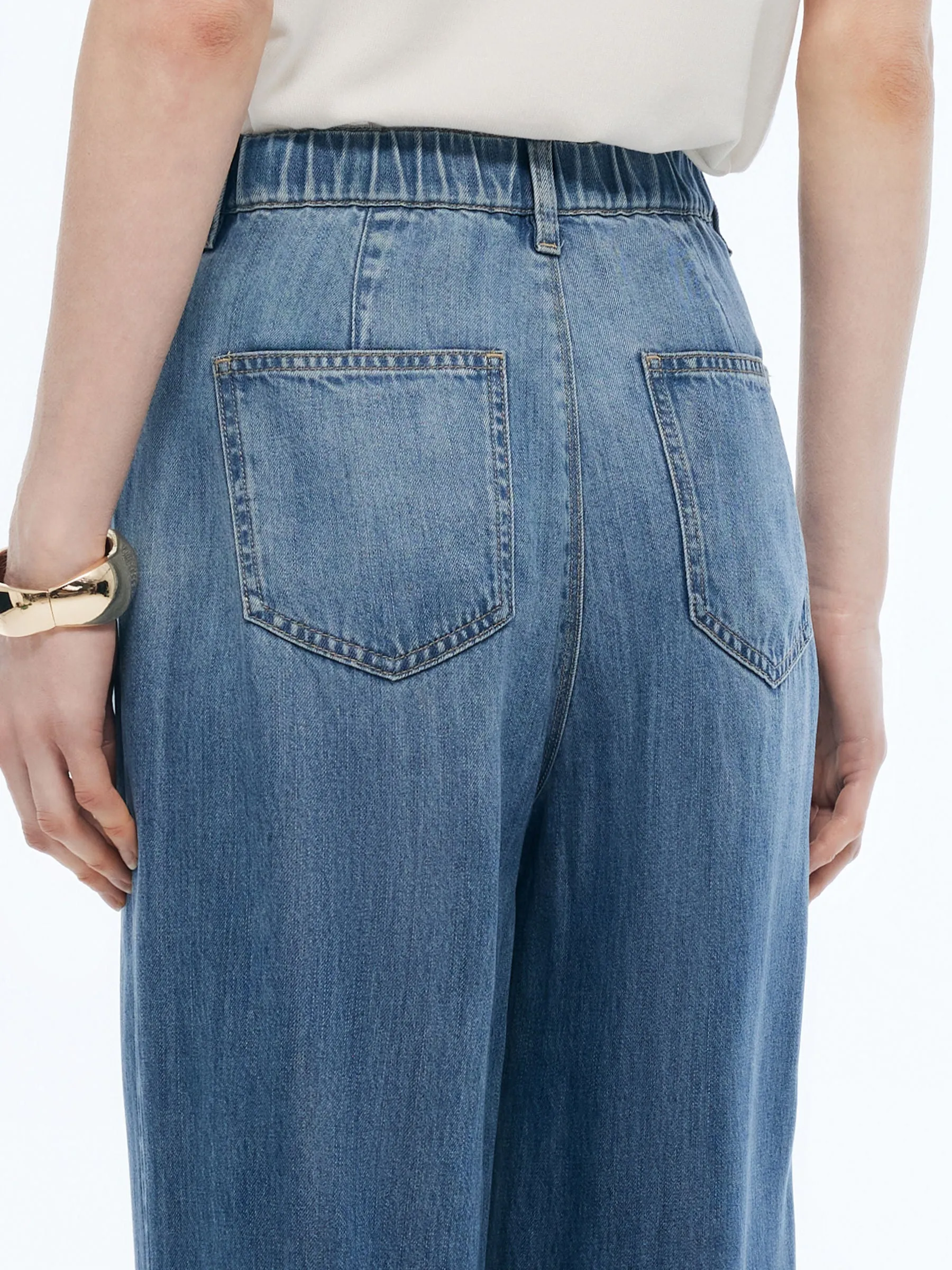 100% Tencel Denim Gradient Women Adjustable Waist Jeans sold by Goelia product image thumbnail 4