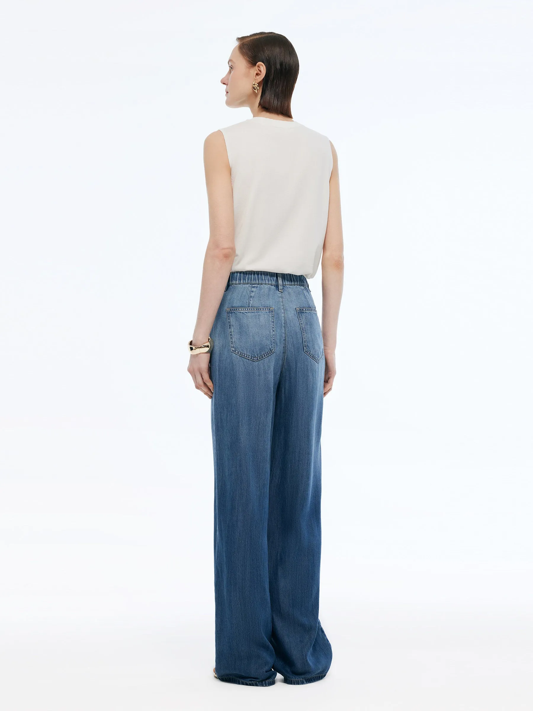 100% Tencel Denim Gradient Women Adjustable Waist Jeans sold by Goelia product image thumbnail 3