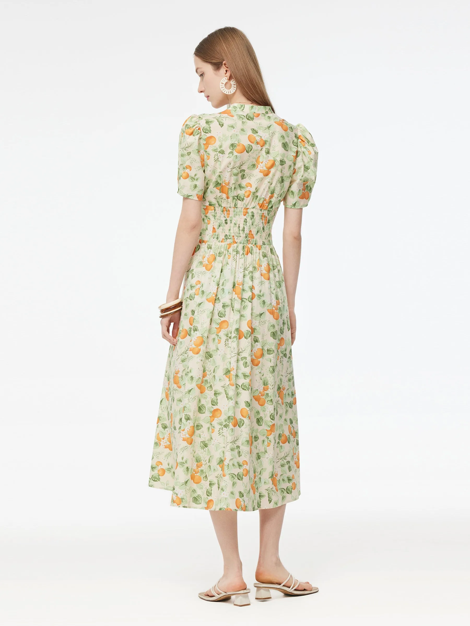 Cotton Gathered Waist Floral Print Women Maxi Dress sold by Goelia product image thumbnail 3