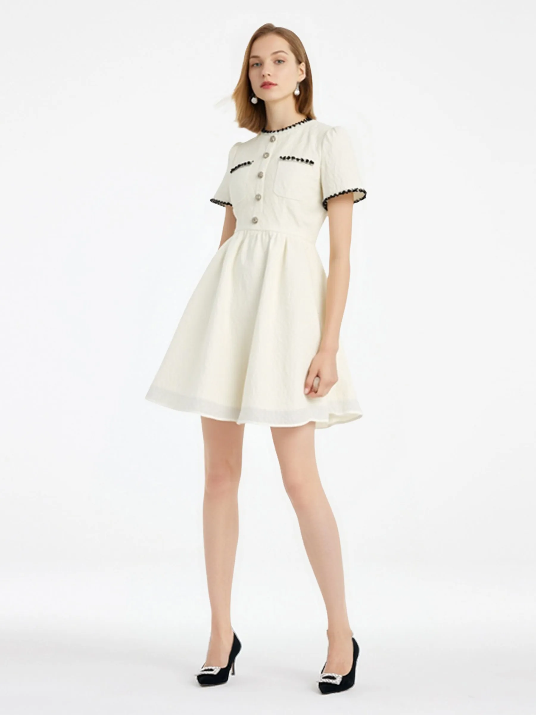 Jacquard Round Neck Women Mini Dress sold by Goelia product image thumbnail 2