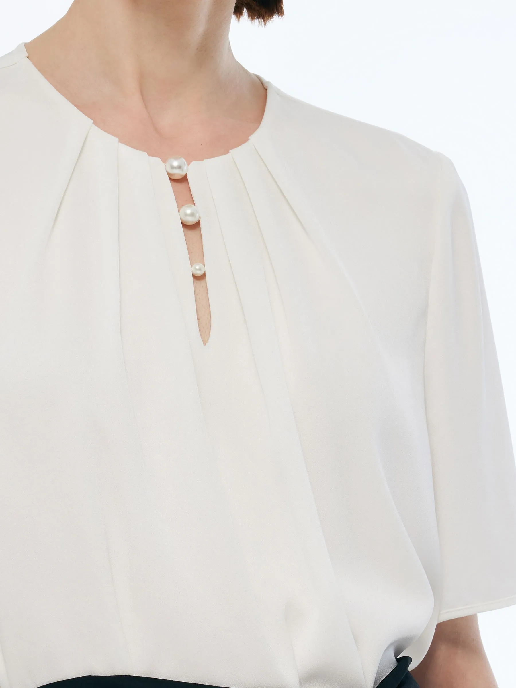 Acetate Blend Women Round Neck Blouse sold by Goelia product image thumbnail 5