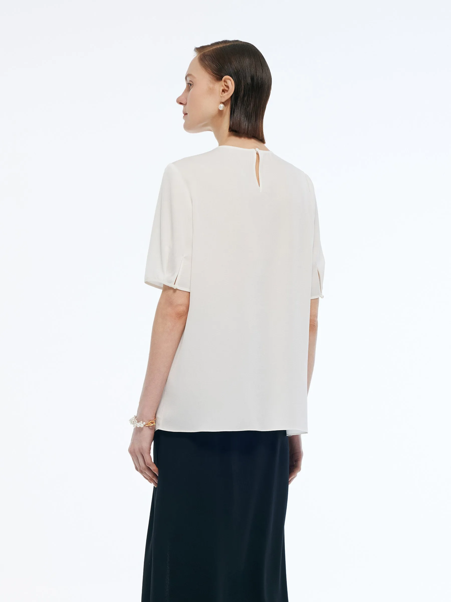 Acetate Blend Women Round Neck Blouse sold by Goelia product image thumbnail 3