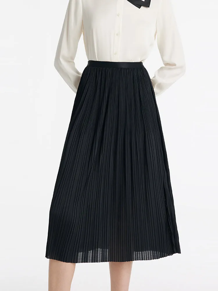 Pleated Women Half Skirt With Elastic Waistband sold by Goelia