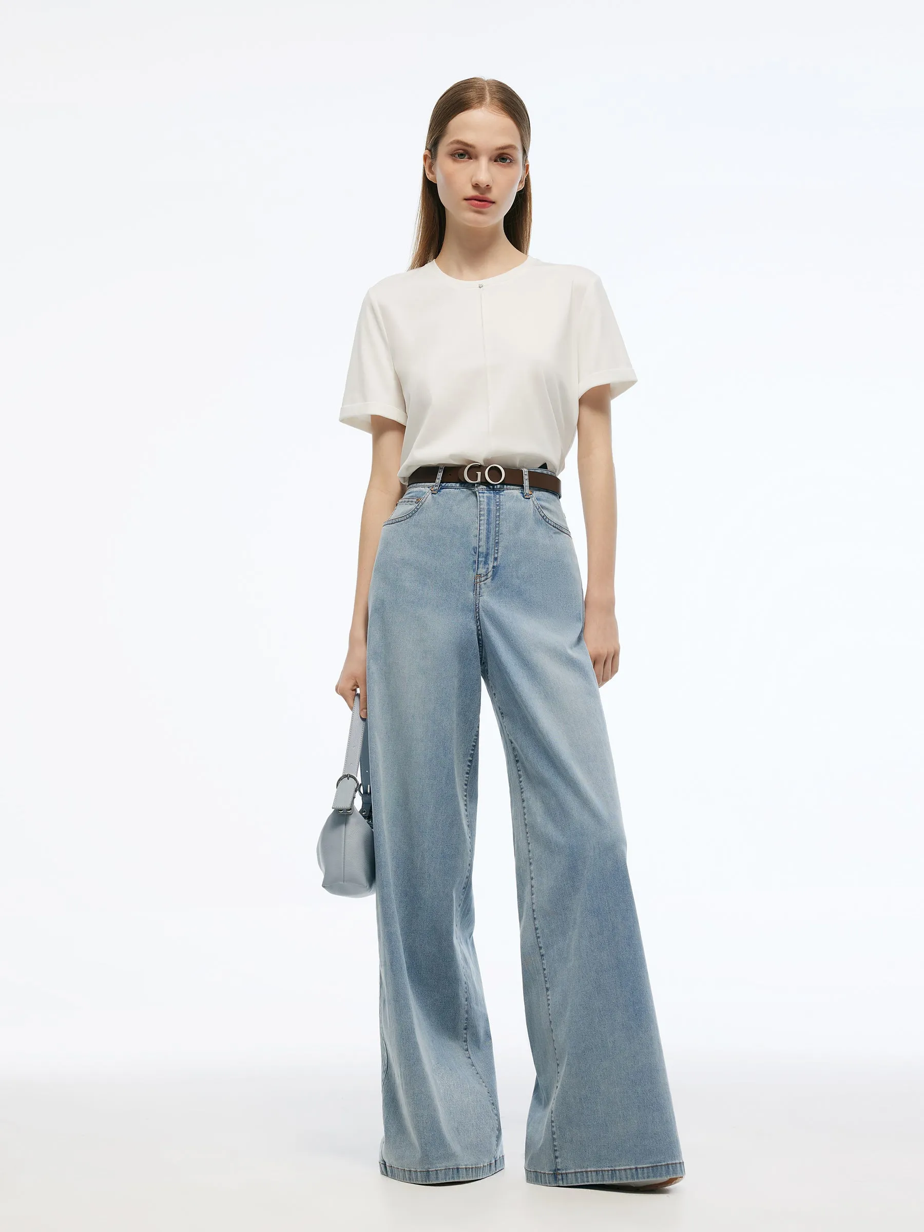 Denim Adjustable Waist Women Wide Leg Jeans sold by Goelia product image thumbnail 2