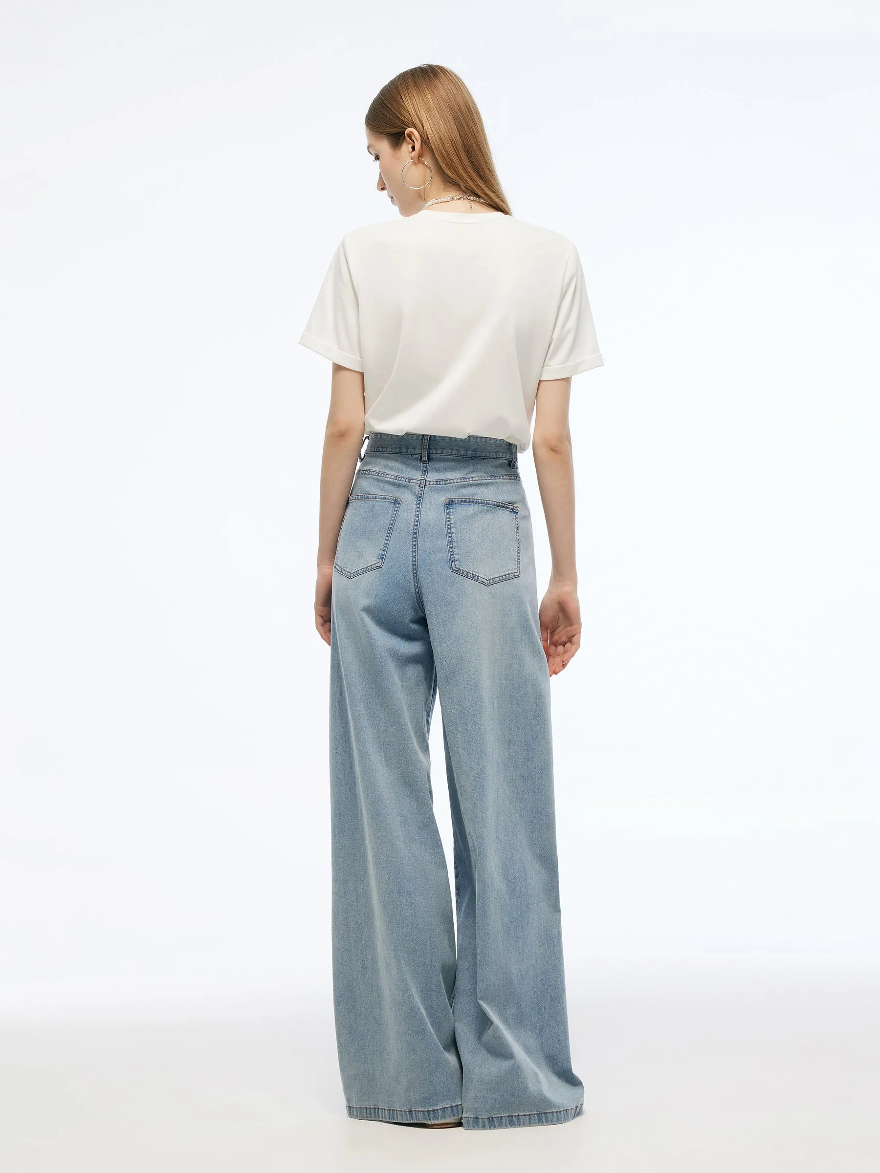 Denim Adjustable Waist Women Wide Leg Jeans sold by Goelia product image thumbnail 3