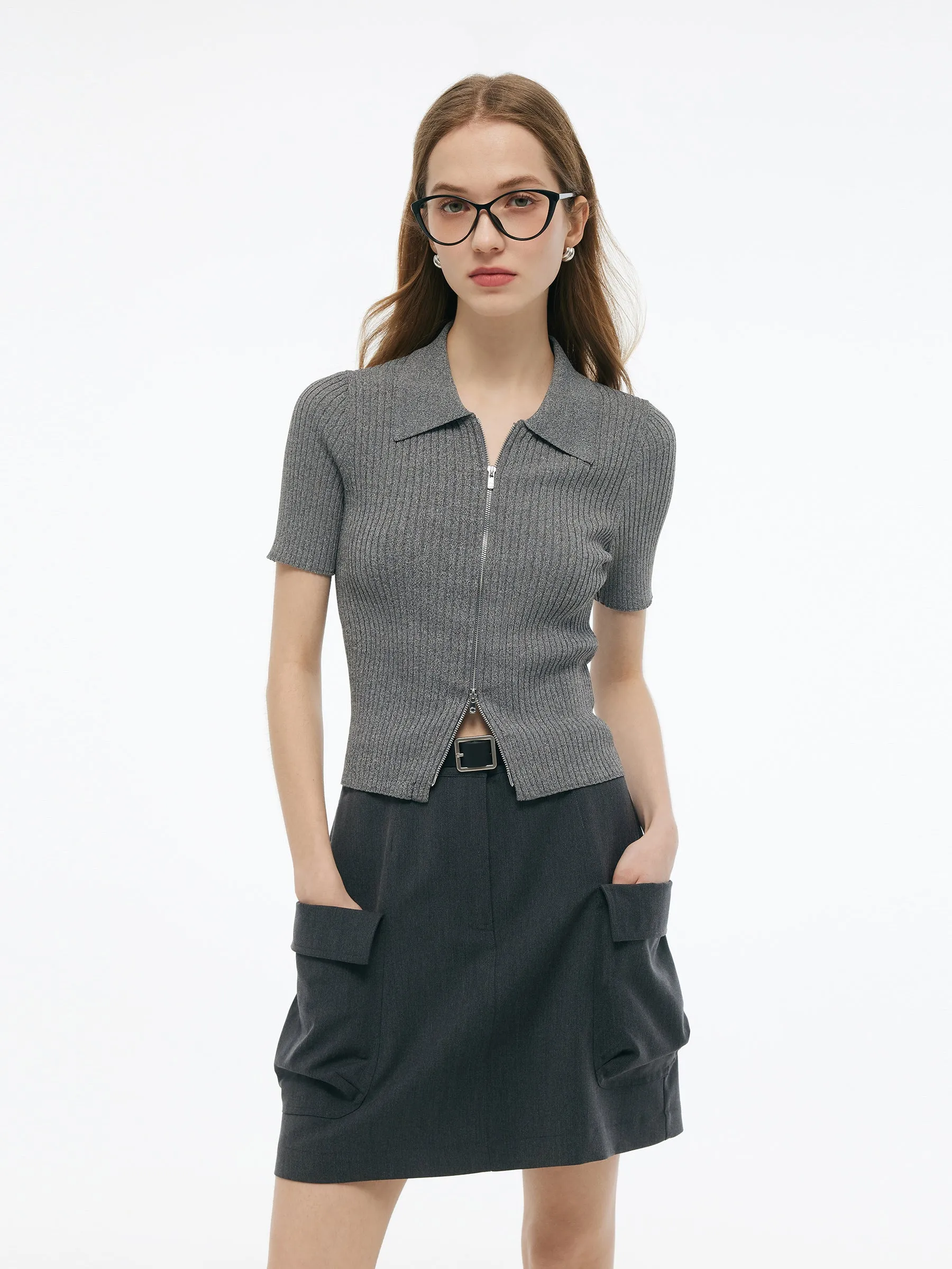 Tencel Blend Zip-Up Women Slim Fit Cardigan sold by Goelia