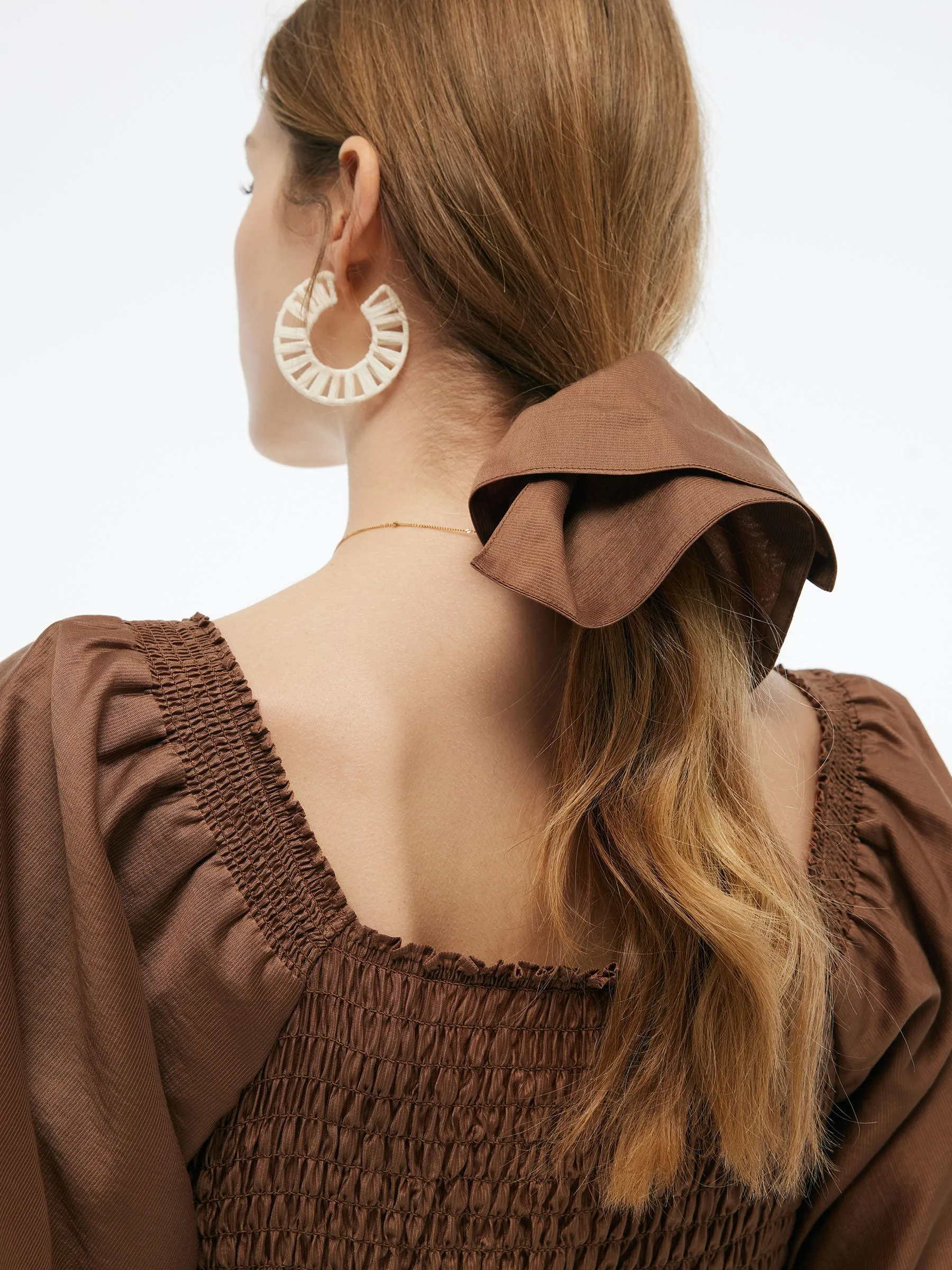 Tencel Blend Women Smocked Maxi Dress sold by Goelia product image thumbnail 2