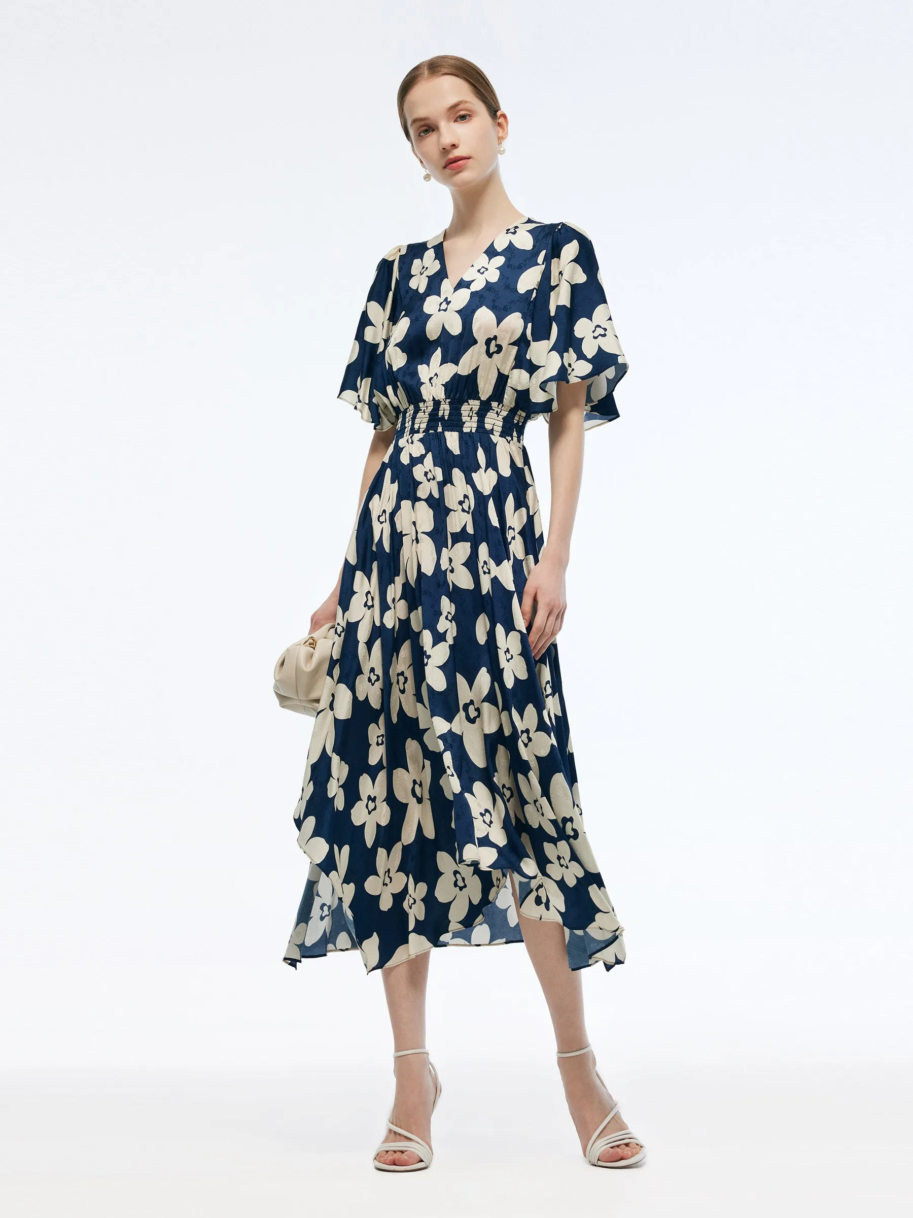 Batwing Sleeve V-Neck Women Asymmetric Hem Maxi Dress sold by Goelia product image thumbnail 4