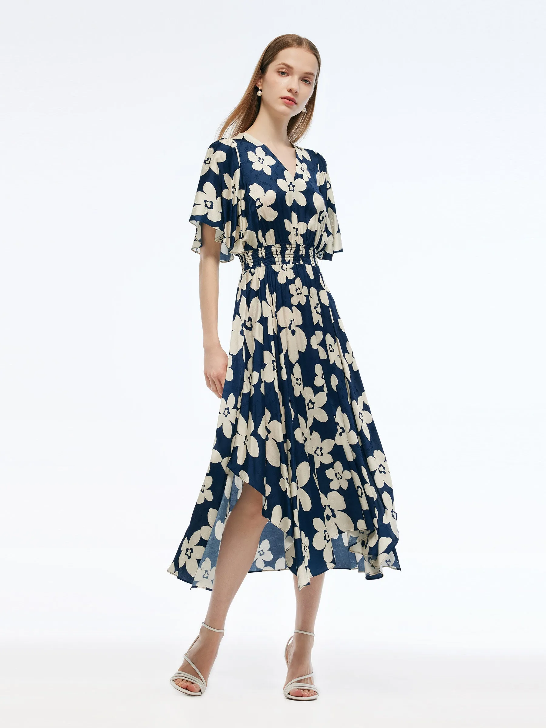 Batwing Sleeve V-Neck Women Asymmetric Hem Maxi Dress sold by Goelia product image thumbnail 2