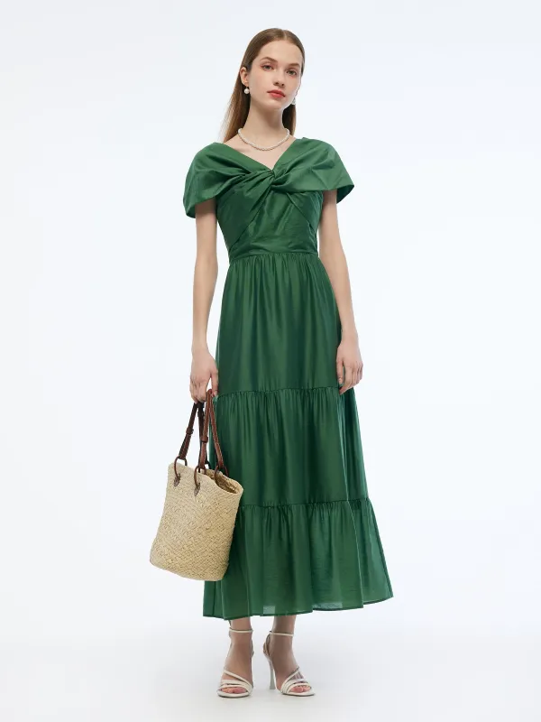 Tencel Blend Convertible Neckline Women Maxi Dress sold by Goelia