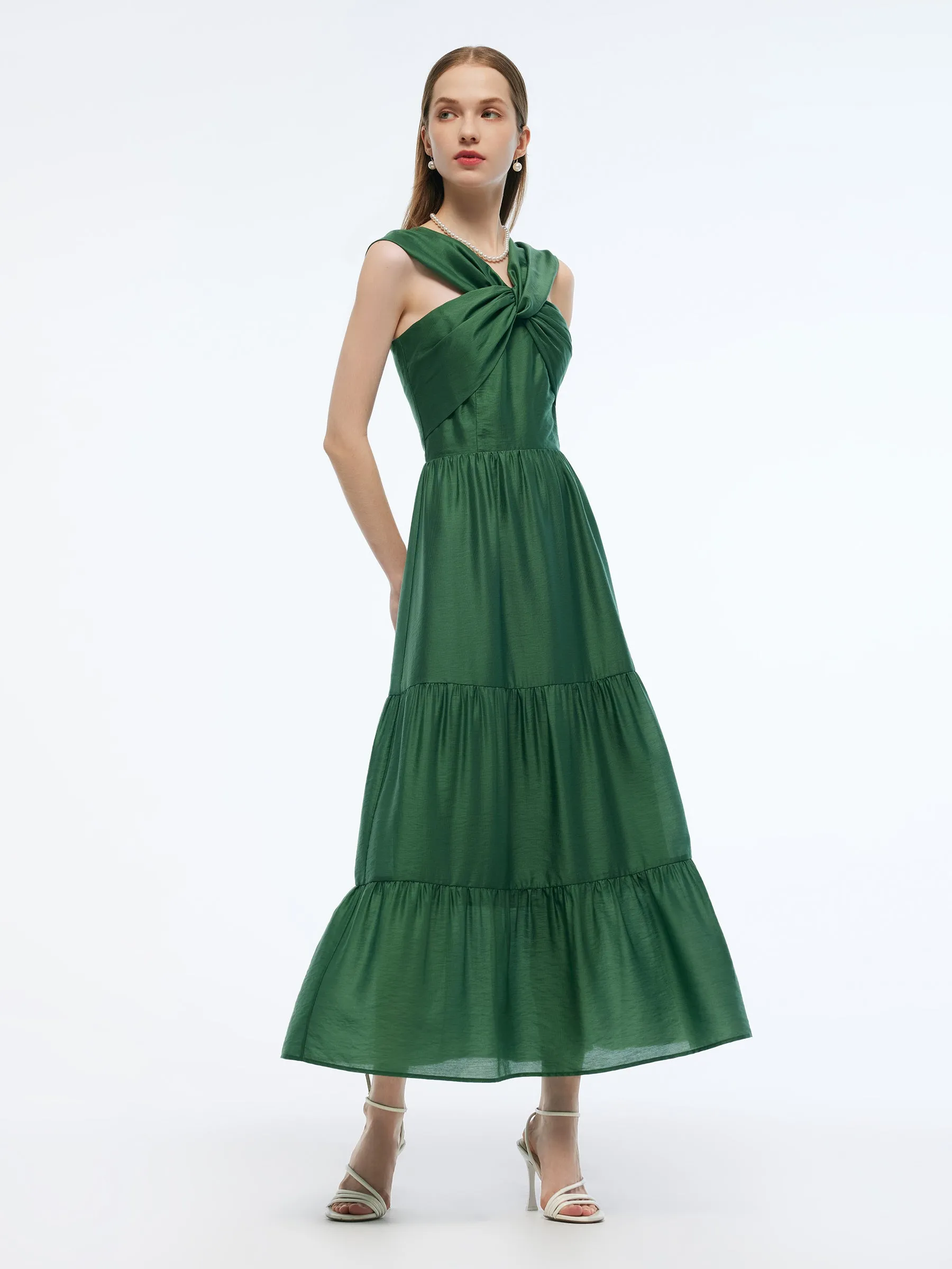 Tencel Blend Convertible Neckline Women Maxi Dress sold by Goelia product image thumbnail 2