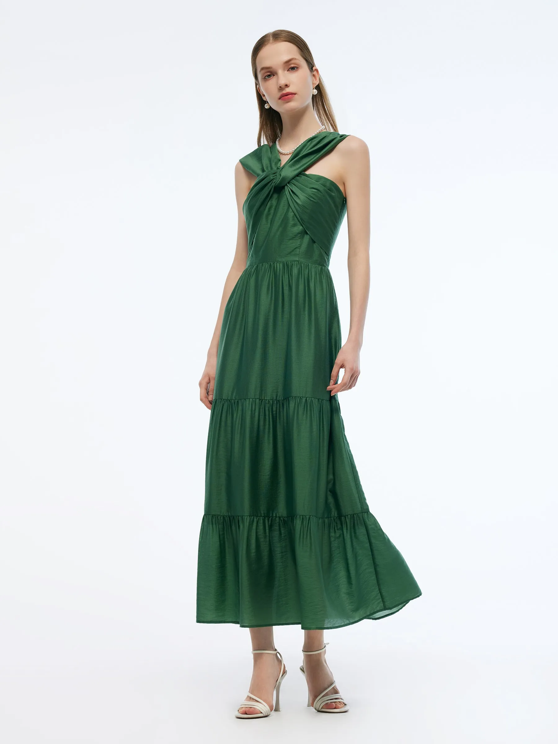 Tencel Blend Convertible Neckline Women Maxi Dress sold by Goelia product image thumbnail 5