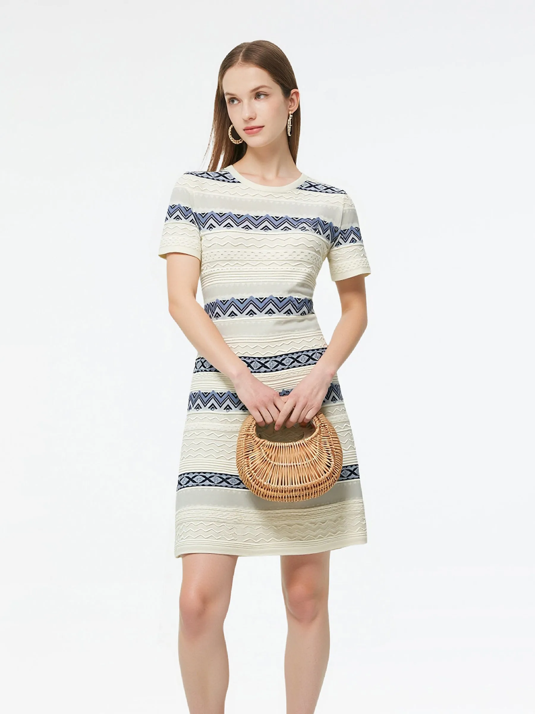 Multicolored Jacquard Women Knit Mini Dress sold by Goelia product image thumbnail 4