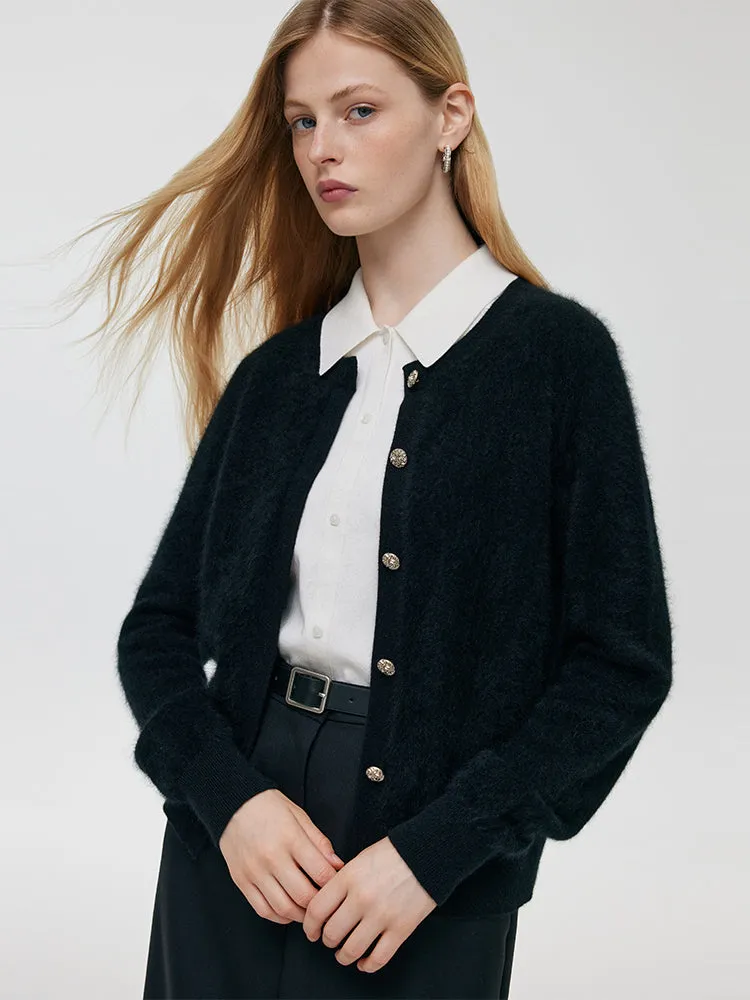 Black Brushed Cashmere Women Cardigan sold by Goelia product image thumbnail 4