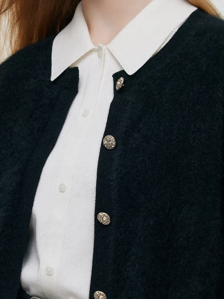 Black Brushed Cashmere Women Cardigan sold by Goelia product image thumbnail 5