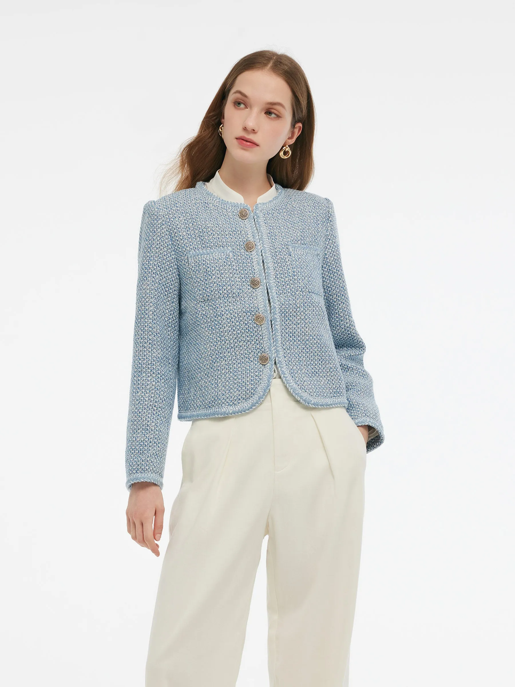 Tweed Round Neck Women Jacket sold by Goelia product image thumbnail 4