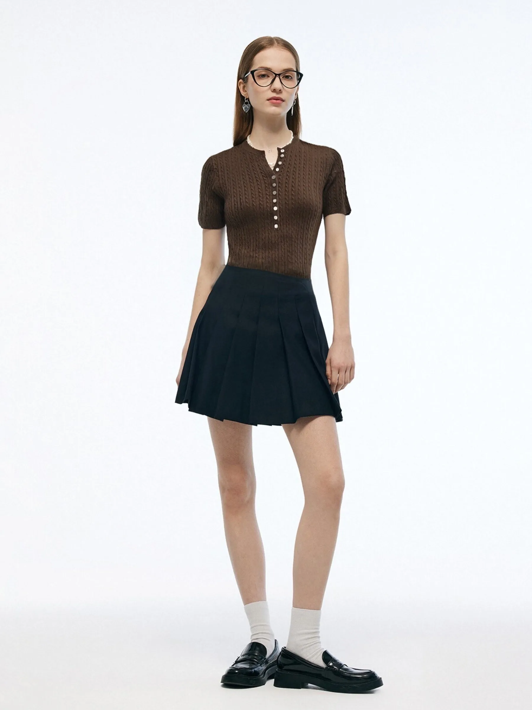 Henley Neck Women Knit Top sold by Goelia product image thumbnail 3