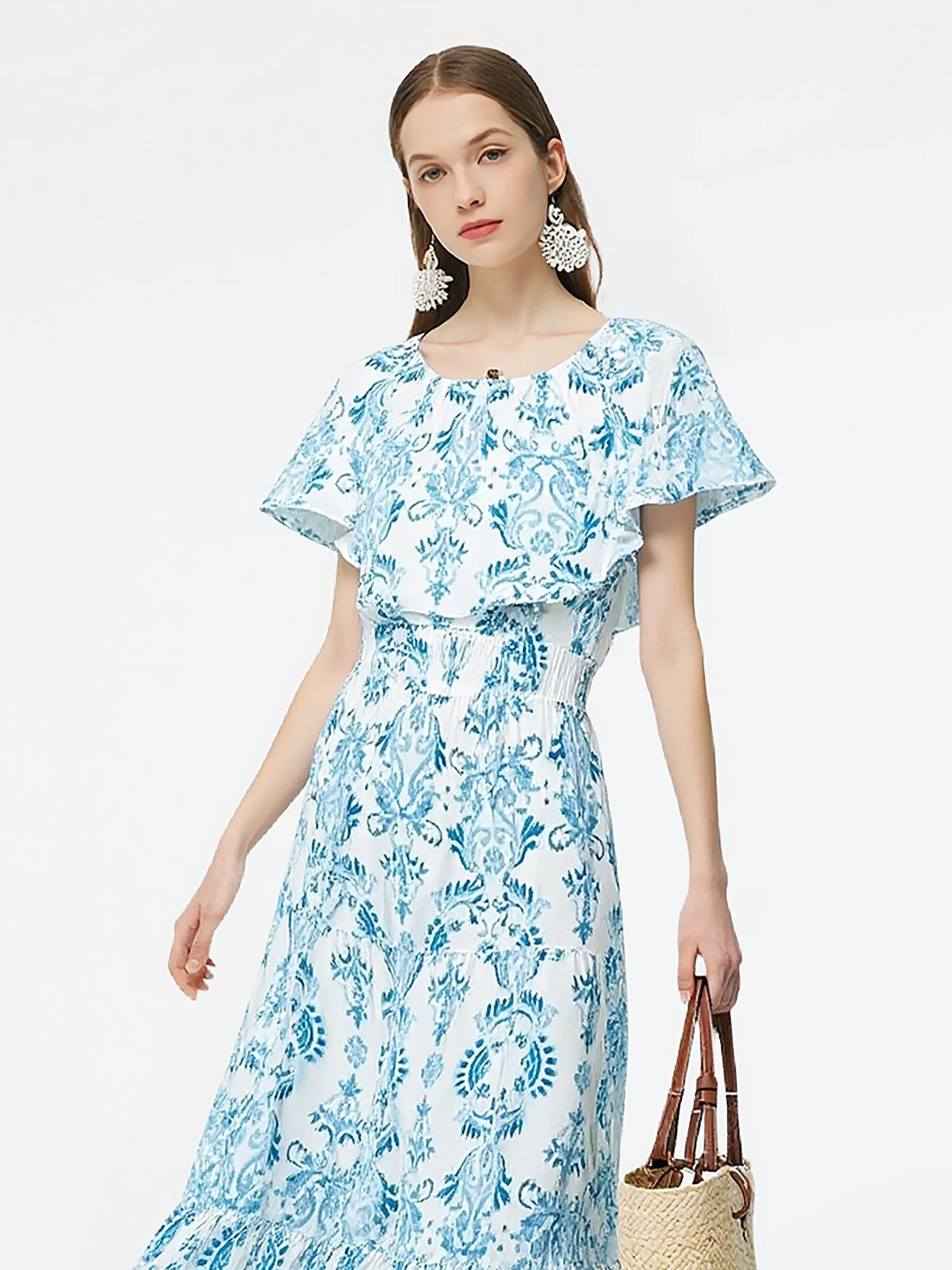 Floral Print Women Convertible Neckline Maxi Dress sold by Goelia product image thumbnail 4