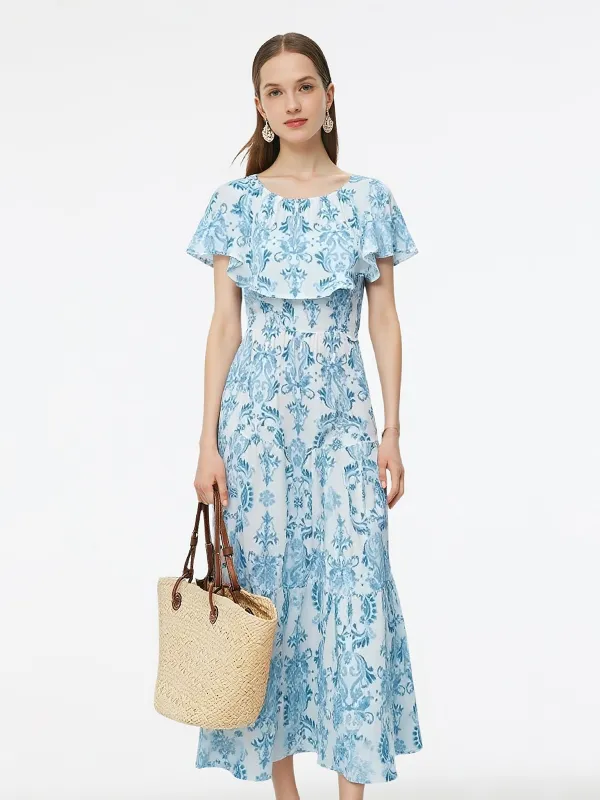 Floral Print Women Convertible Neckline Maxi Dress sold by Goelia