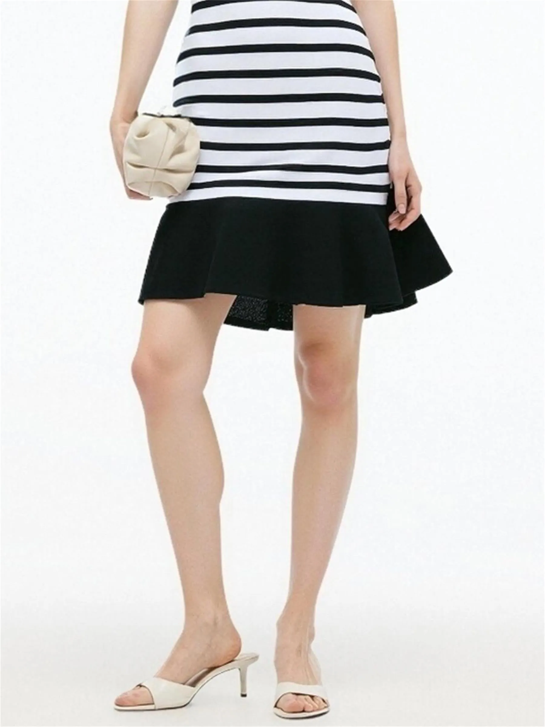 Tencel Blend Stripe Contrast Trim Women Knit Mini Tank Dress sold by Goelia product image thumbnail 4