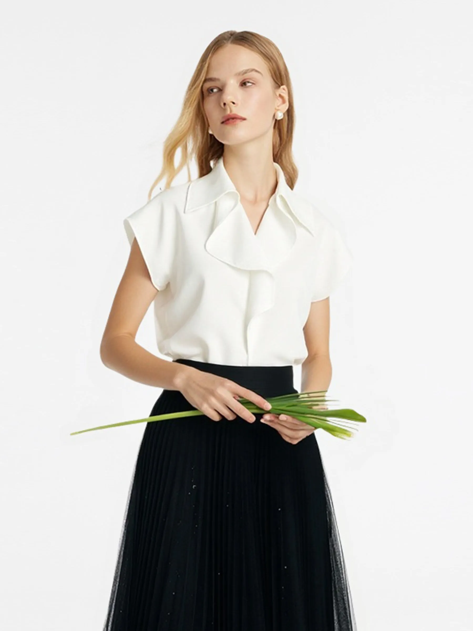 100% Cotton Ruffle Trim Women Blouse sold by Goelia product image thumbnail 3