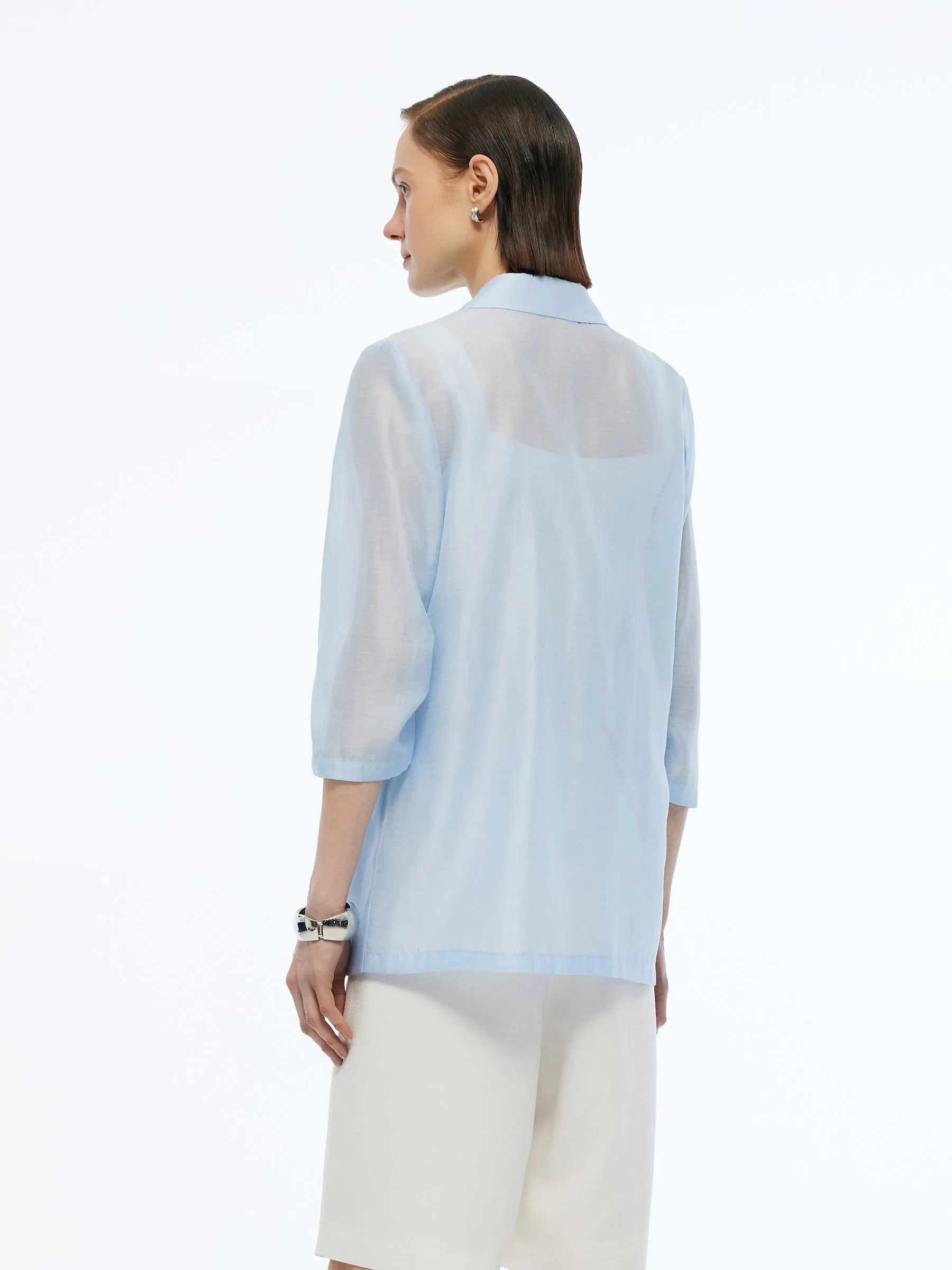 Tencel Linen Blend 3/4 Sleeves Women Blazer sold by Goelia product image thumbnail 3