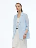 Tencel Linen Blend 3/4 Sleeves Women Blazer sold by Goelia