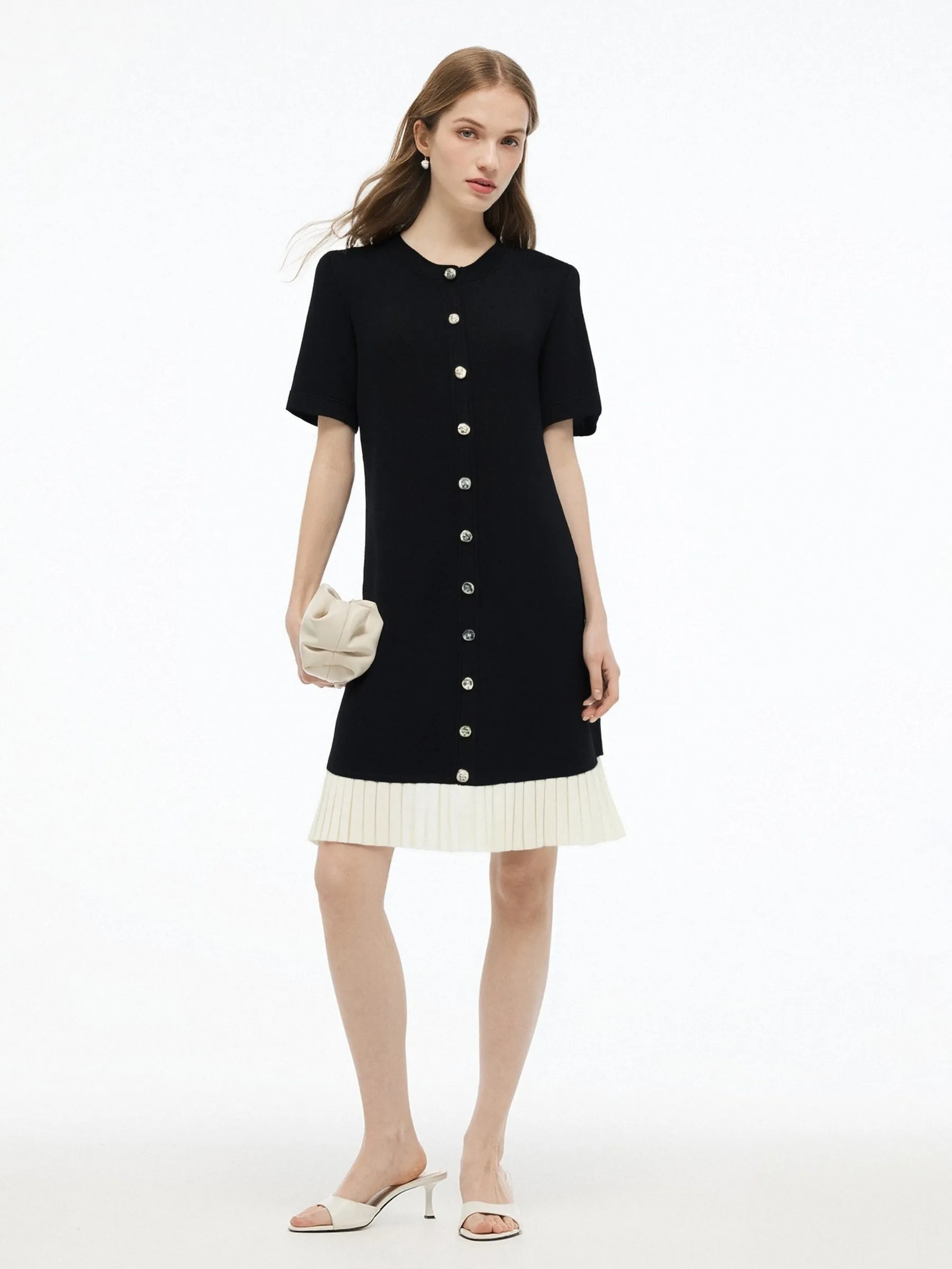 Tencel Blend Color Block Women Knit Mini Dress sold by Goelia