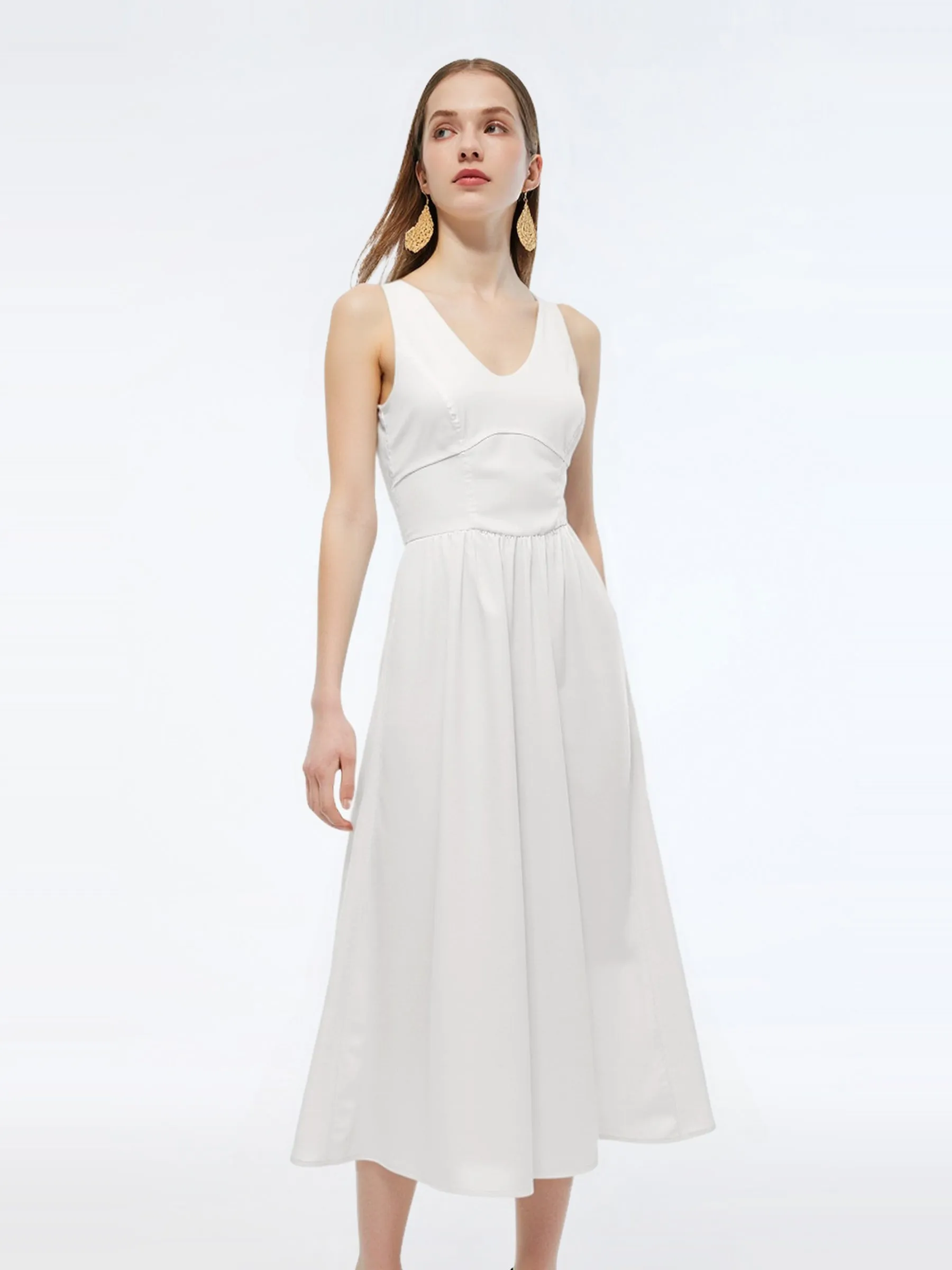 Gathered Waist Women Maxi Tank Dress sold by Goelia product image thumbnail 3