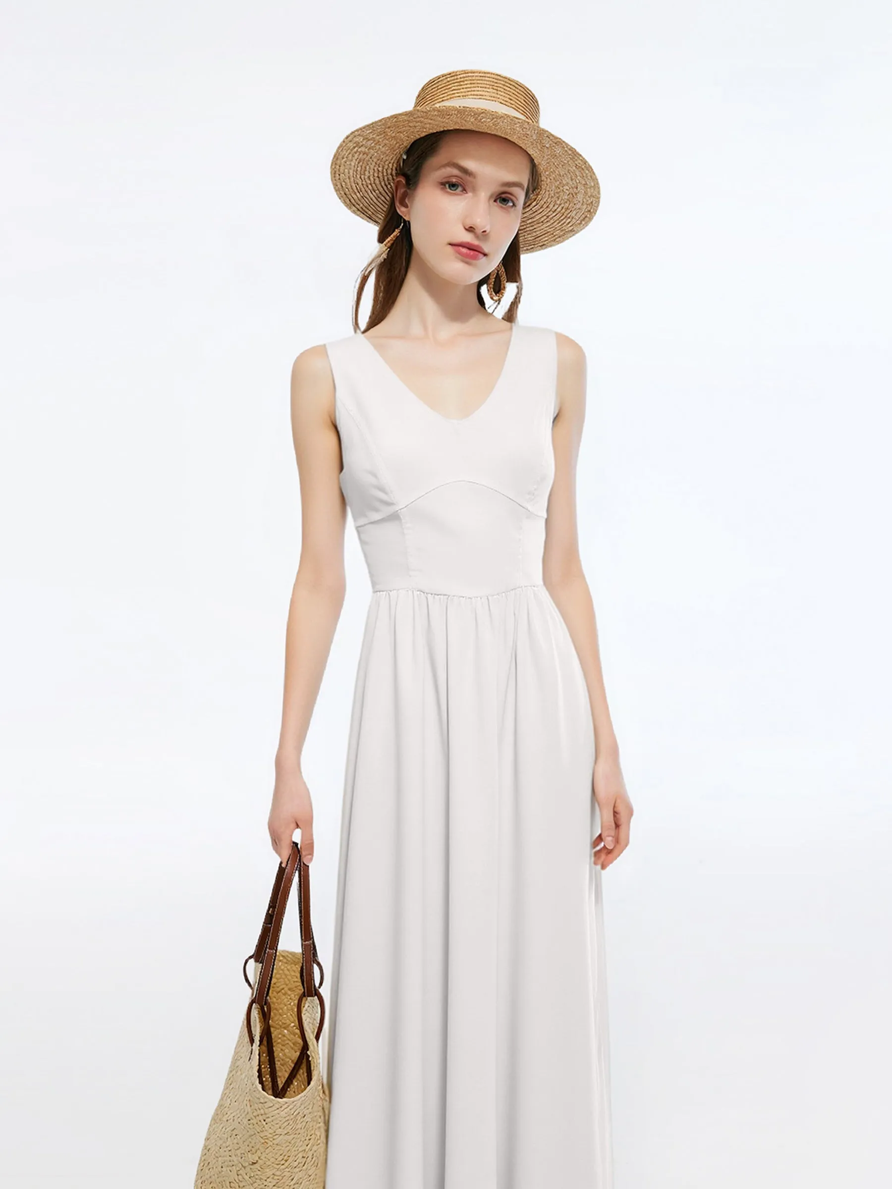 Gathered Waist Women Maxi Tank Dress sold by Goelia product image thumbnail 4