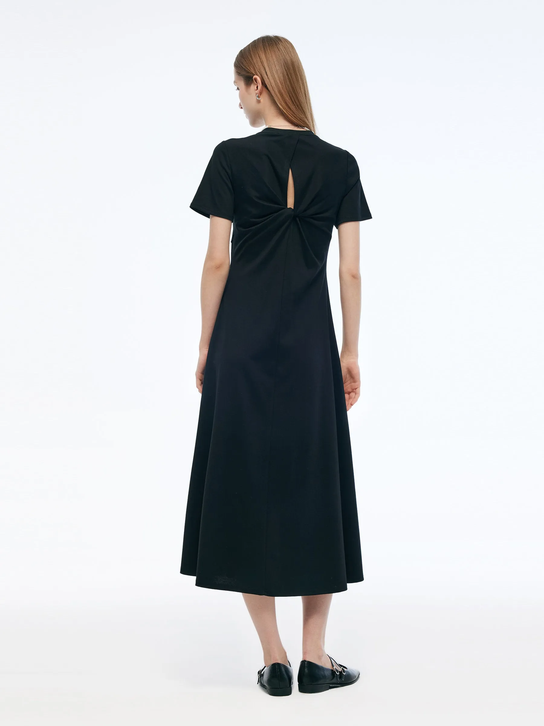 Back Twist Women Maxi T-Shirt Dress sold by Goelia product image thumbnail 4