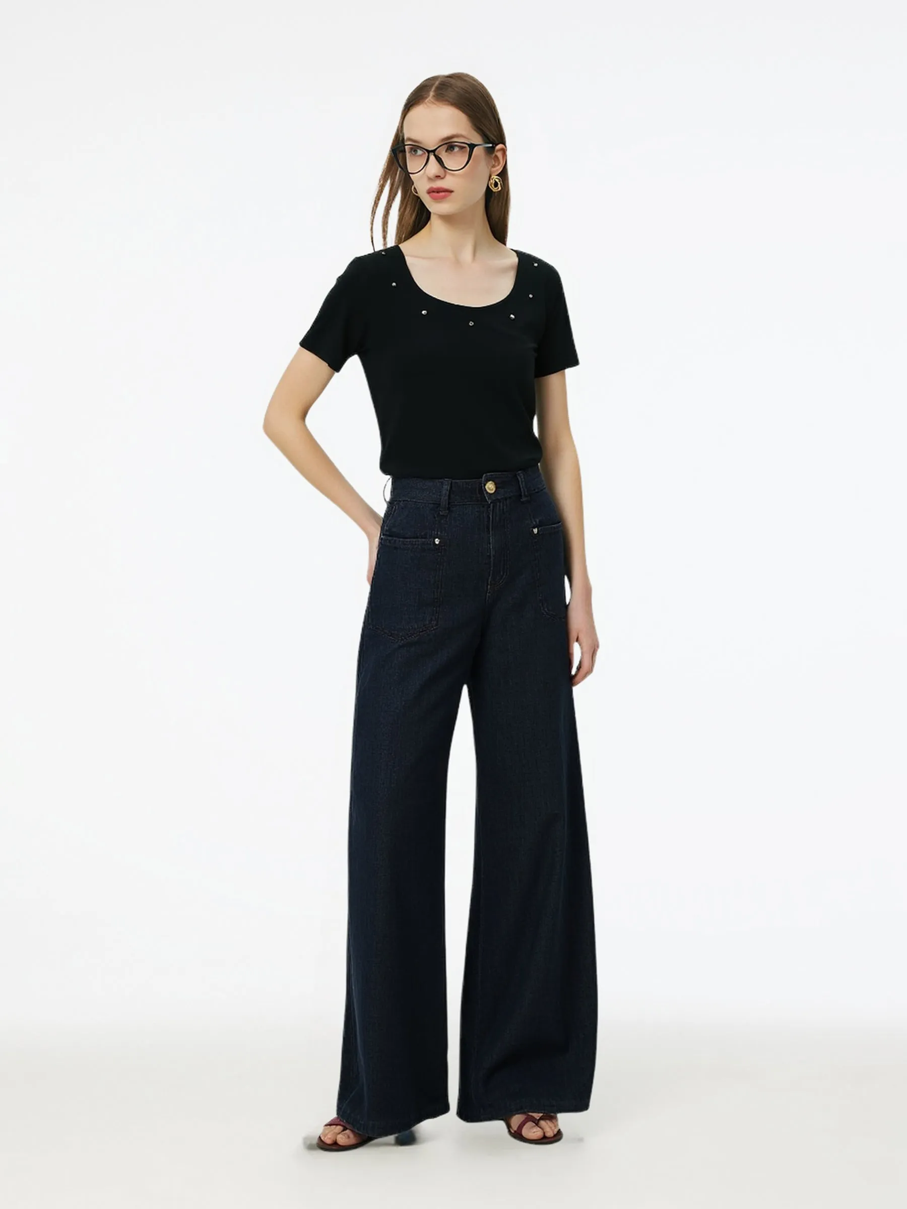 100% Cotton Denim Women Straight Leg Jeans sold by Goelia product image thumbnail 2