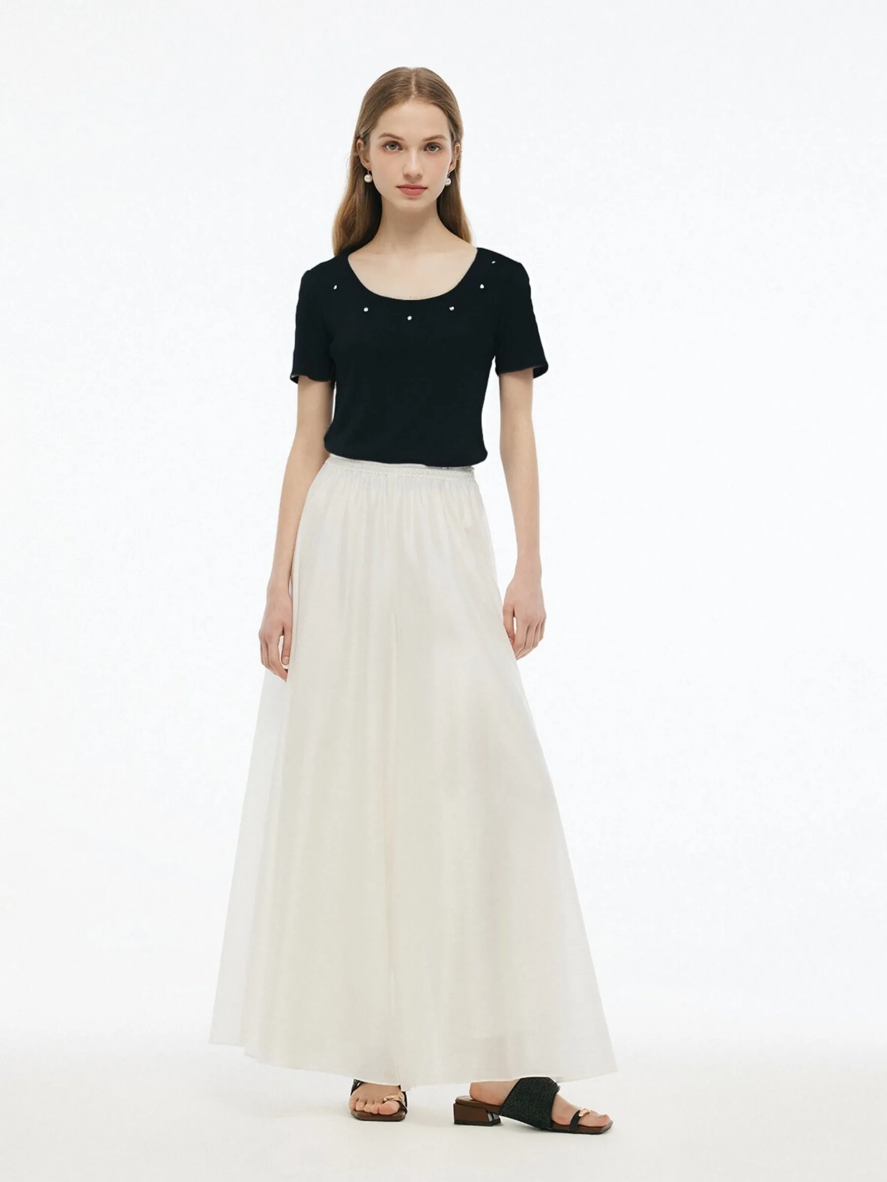 Square Neck Heart Decorated Women T-Shirt sold by Goelia product image thumbnail 2