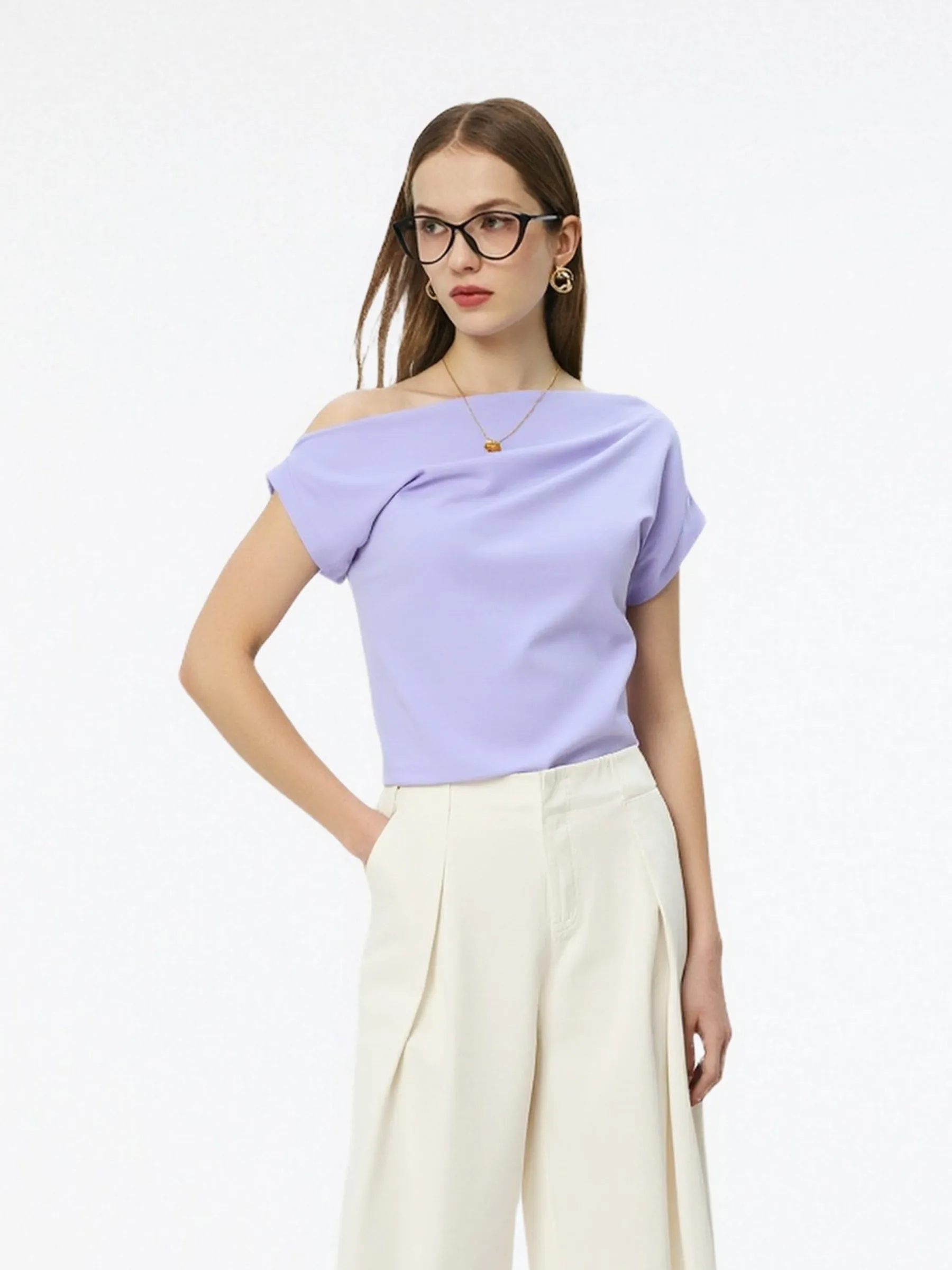 Tencel Blend Women Off Shoulder Women Ruched Top sold by Goelia product image thumbnail 3