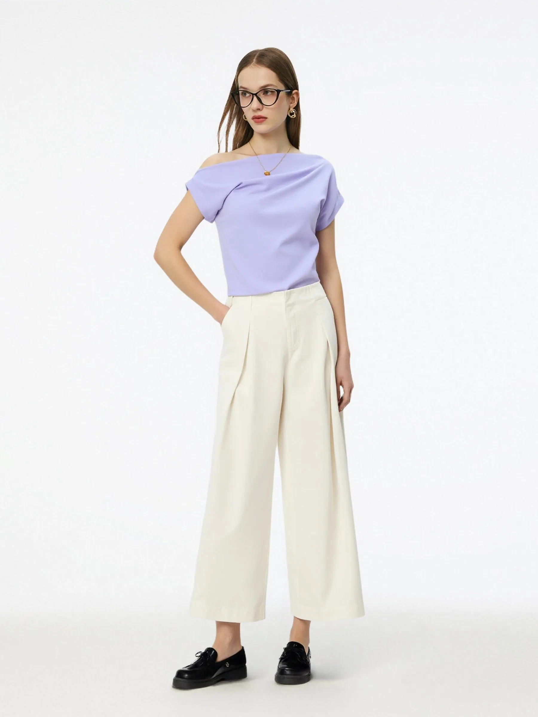 Tencel Blend Women Off Shoulder Women Ruched Top sold by Goelia product image thumbnail 2