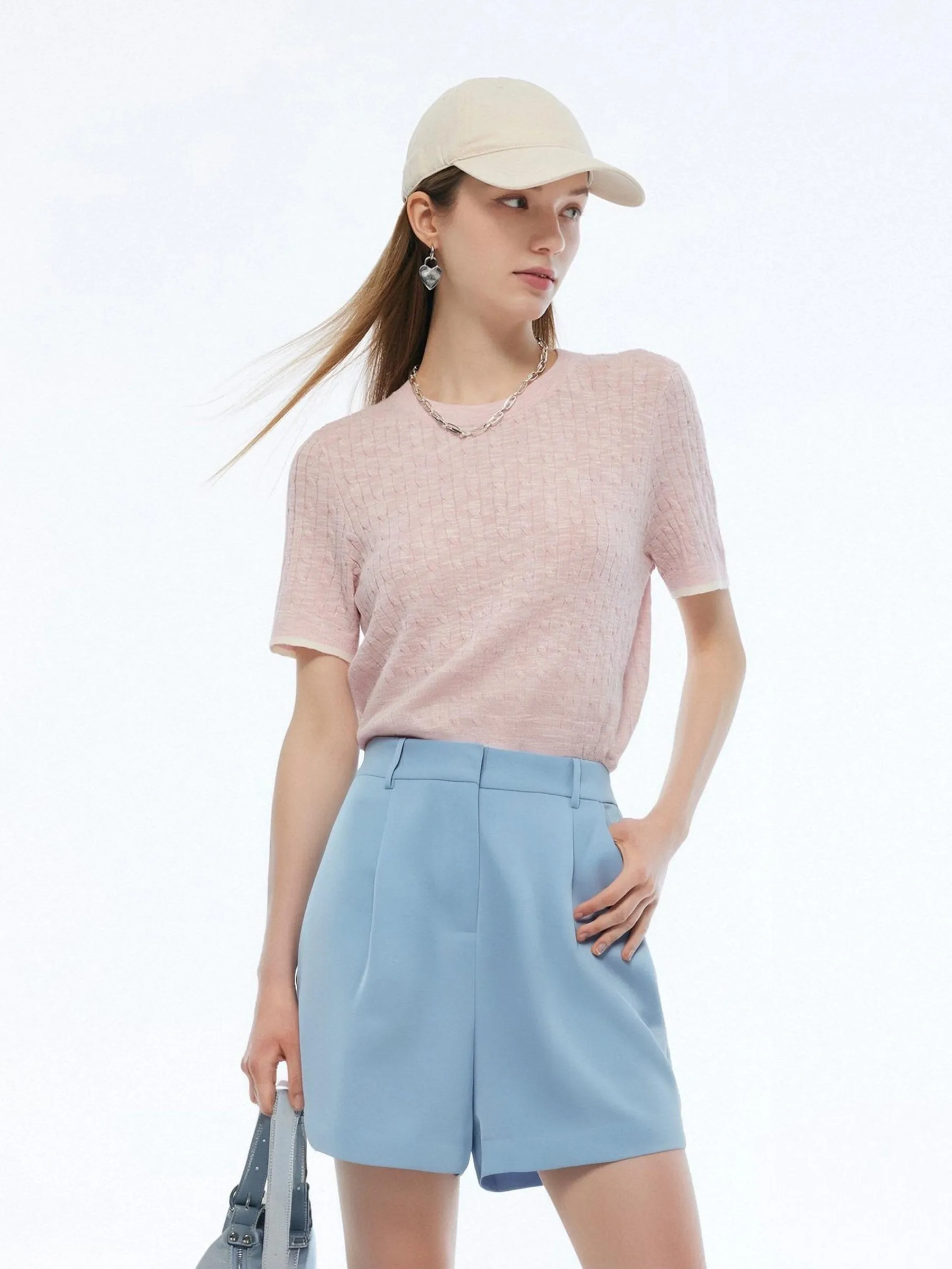 100% Acetate Adjustable Waist Women Shorts sold by Goelia product image thumbnail 4