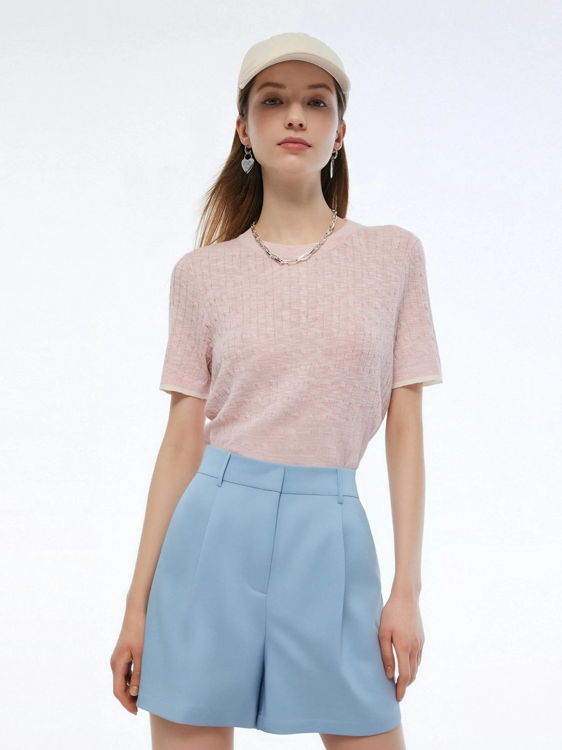 100% Acetate Adjustable Waist Women Shorts sold by Goelia product image thumbnail 3