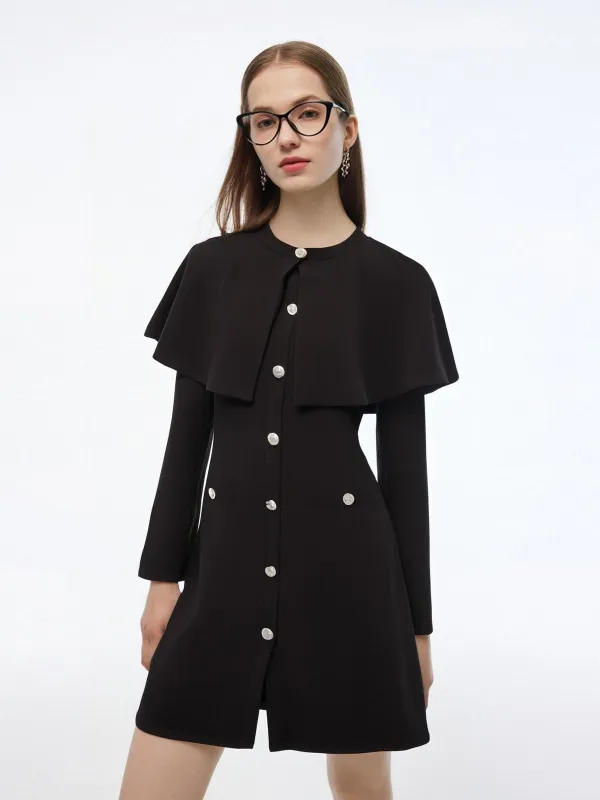 Tencel Blend Capelet Women Knit Mini Dress sold by Goelia