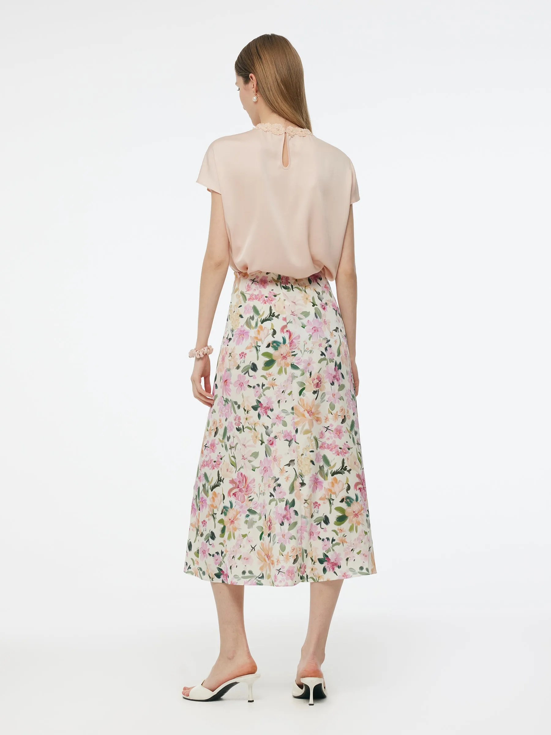 19MM Mulberry Silk Floral Print Women Skirt sold by Goelia product image thumbnail 3