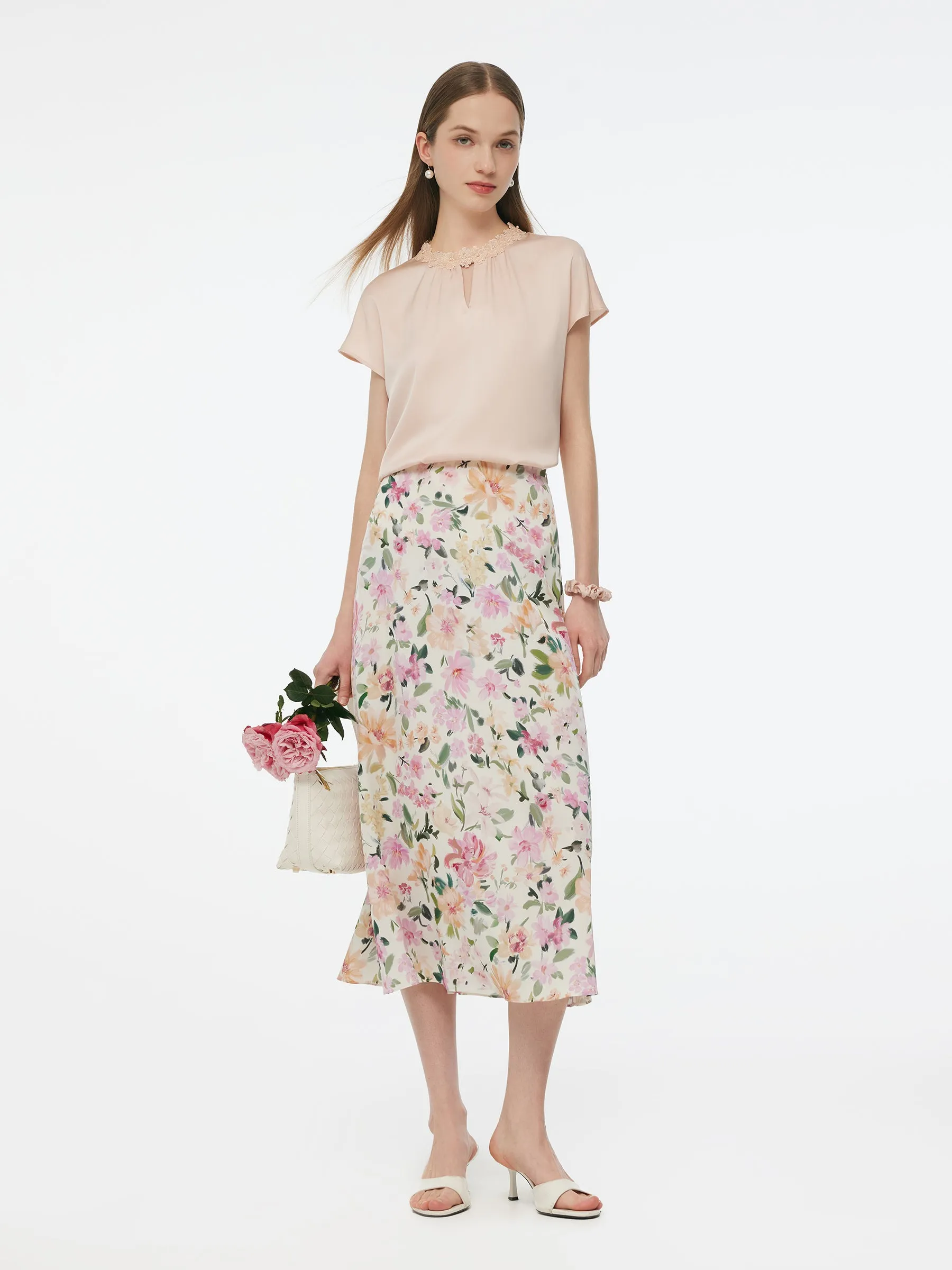19MM Mulberry Silk Floral Print Women Skirt sold by Goelia product image thumbnail 2